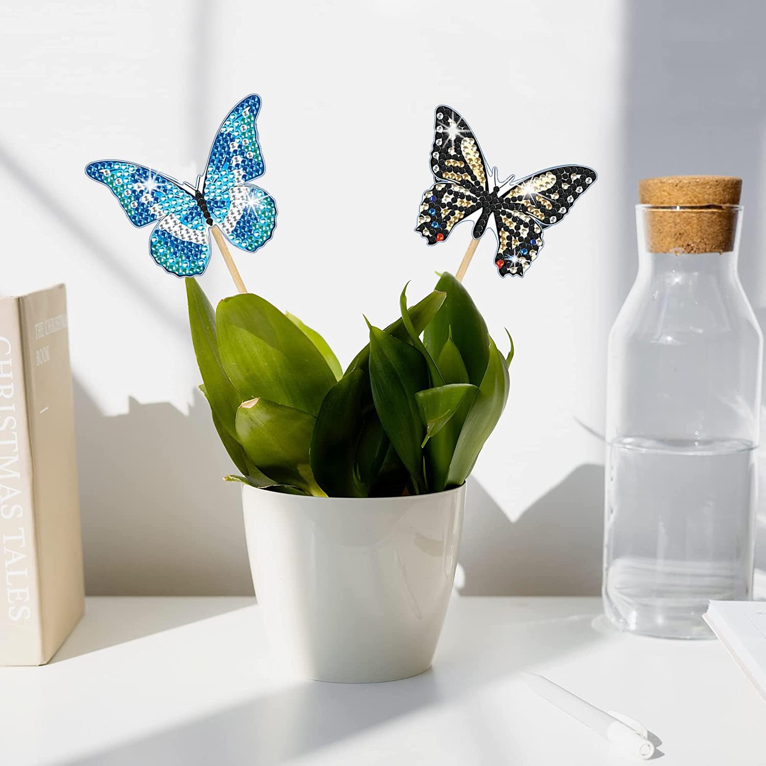 10-teiliges Diamond Painting Set „Schmetterlinge“ – Mit Bambusstäben & Saugnäpfen Für Garten-Deko, DIY Bastelspaß