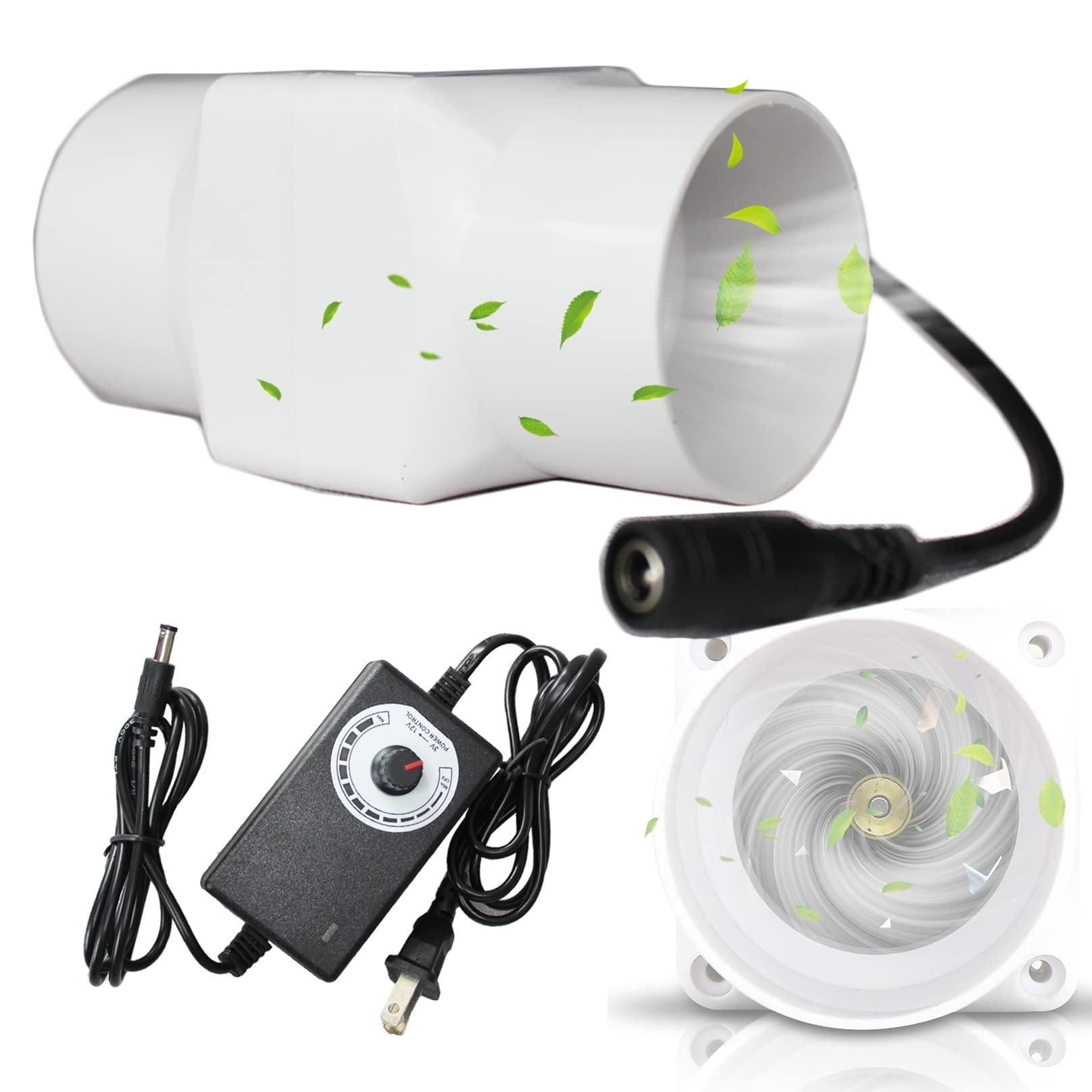 Wentylator kanałowy 2 cale/50 mm, 12 V, 18 W, do namiotu hodowlanego, mini wyciągacz powietrza do hydroponiki, do użytku domowego (kolor: