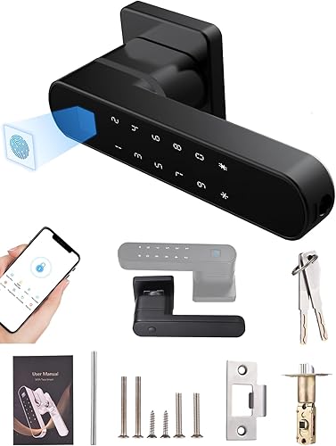 Miniatura 1 de Cerradura de puerta inteligente de huellas dactilares con teclado, teclado de huellas dactilares 4 en 1, cerradura de puerta de entrada con código