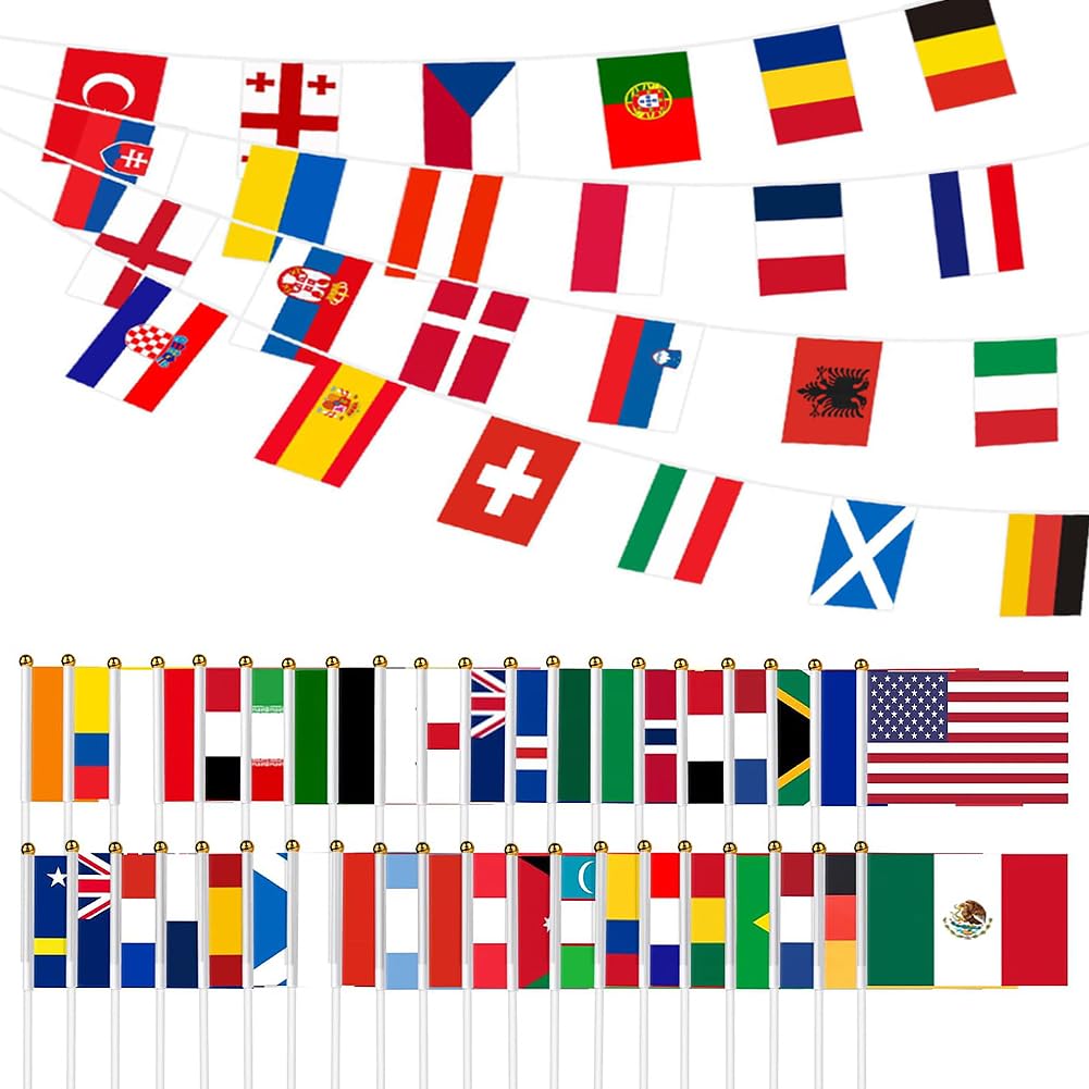 42 banderas de países pequeñas para decorar, mini banderas de mano de tela de doble cara, banderas mundiales para fútbol, eventos deportivos, fiestas, decoración del hogar y bar