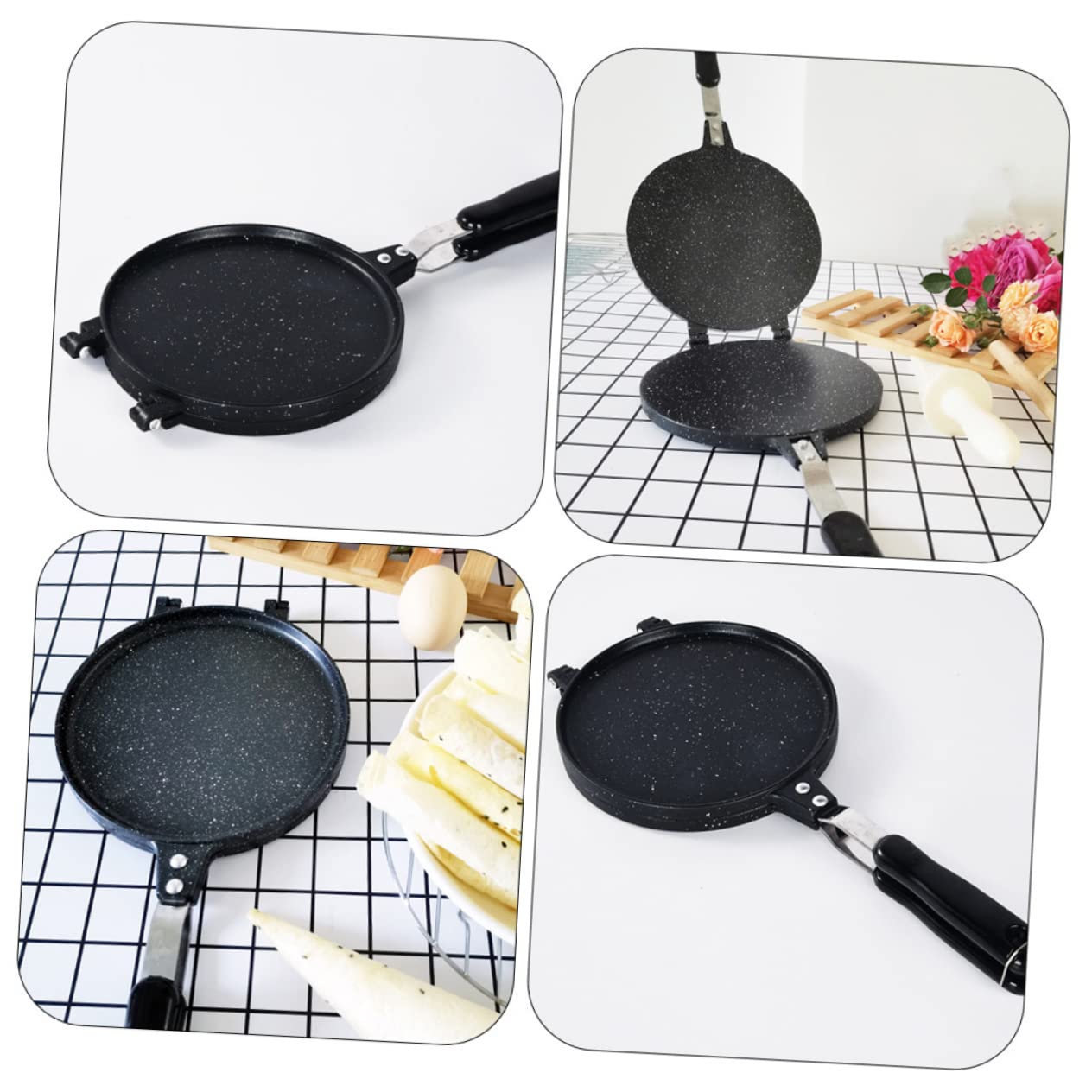 MUCKLILY Double Sided Egg Roll Maker Tool Non Stick Kitchen Baking Pan Wear Resistant Design for Even Heating for Quick Breakfasts present for Baking Enthusiasts