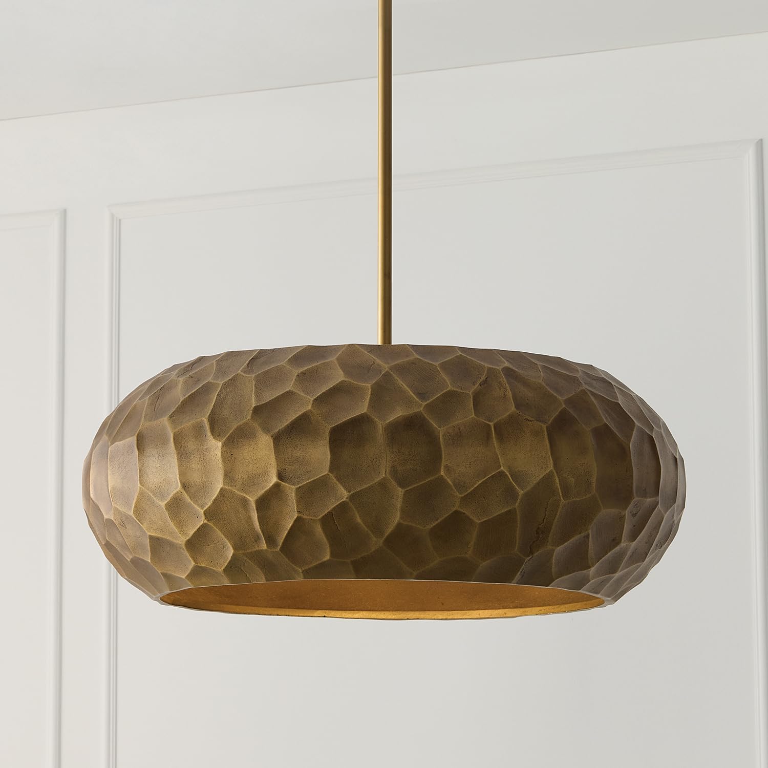 Capital Lighting 360241BPB Dorian Transitional Metal Pendant Lighting, 4-Light 400 Total Watts, 10" H x 26" W, Burnished Patinaed Brass