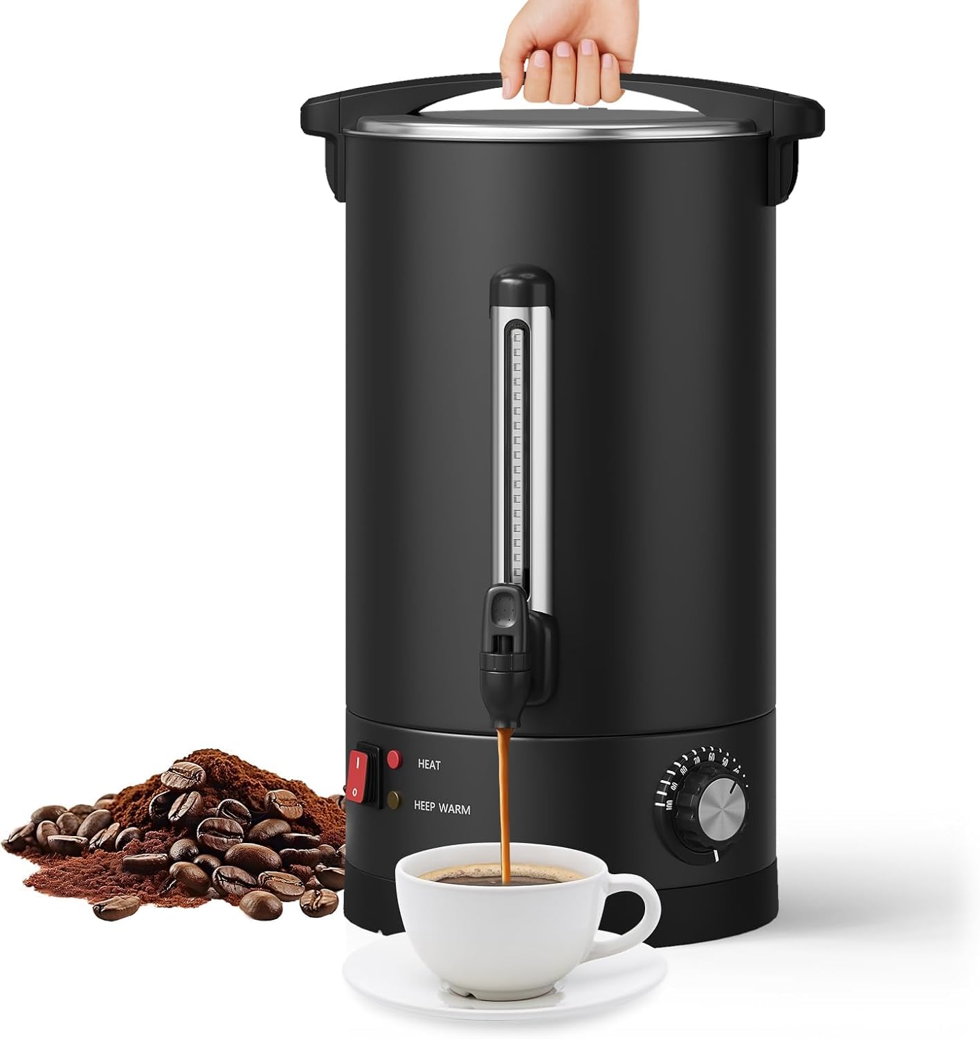 120 Cup Commercial Coffee Urn - 18L 4 8Gal Stainless Steel Electric Coffee Maker With Double Wall Insulation