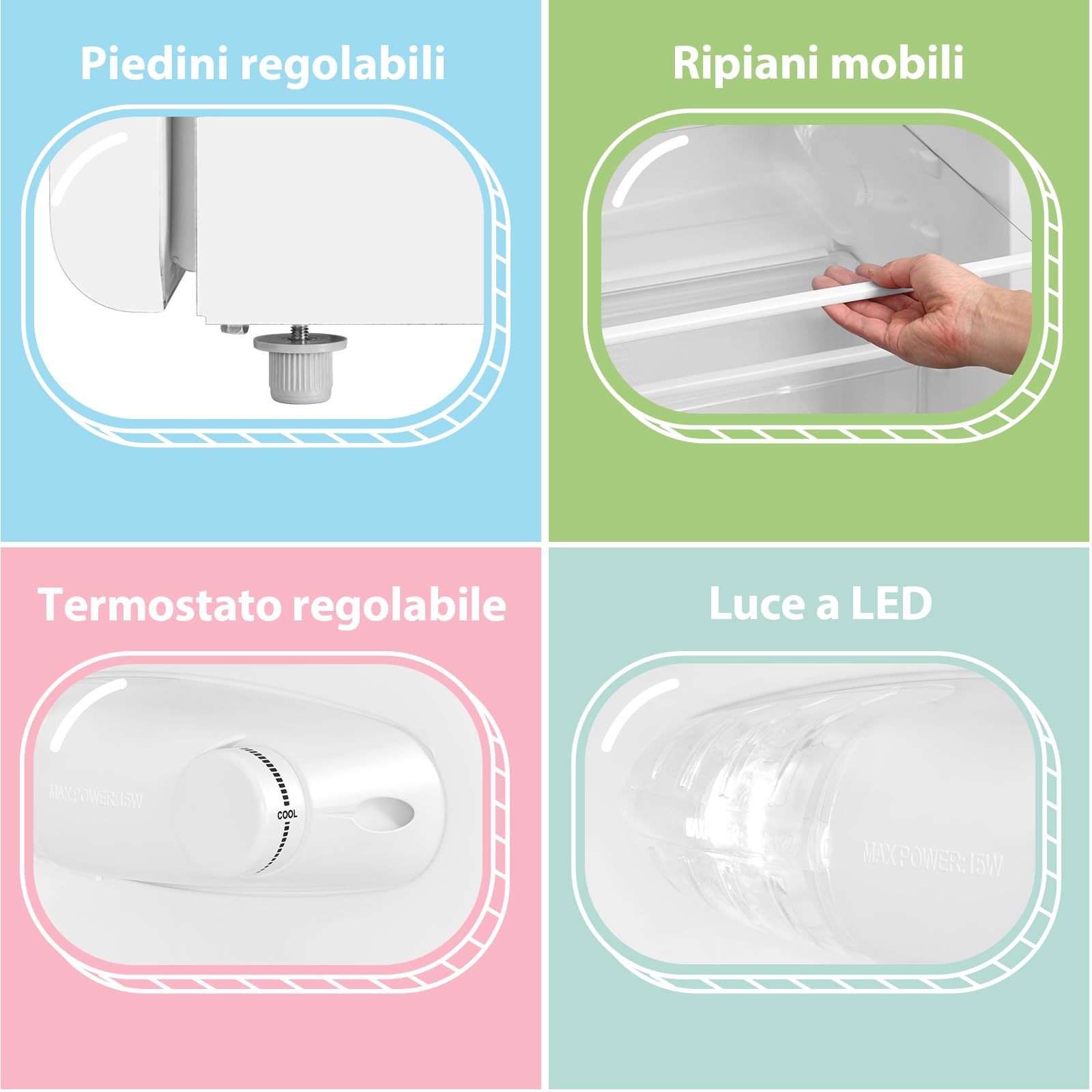 COMFEE' RCD113WH2RT(E) Frigorifero Piccolo con Freezer, 116 Litri, Design Retrò, Frigo Monoporta, Temperatura Regolabile, Adatto a Camera, Ufficio e Hotel, Luce a LED, Silenzioso, Bianco