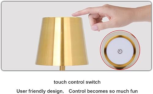 Miniatura 6 de ASHATA Lámpara táctil LED, lámpara inalámbrica, moderna, simple, recargable, de alto brillo, regulable, interruptor táctil inalámbrico para