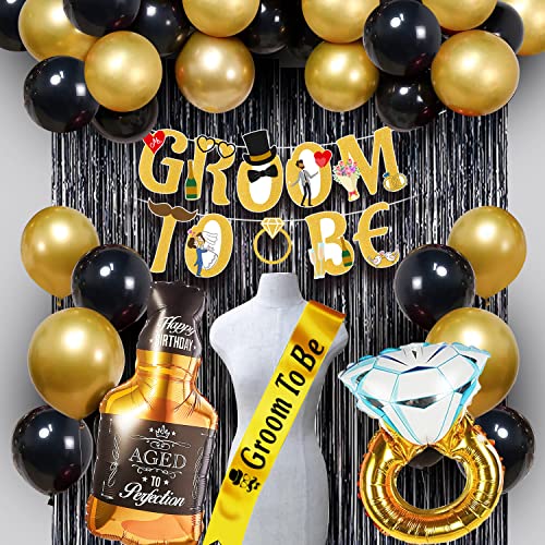 Image of Party Propz Groom To Be Decoration Set- Huge Combo of 48 Pcs | Ring Balloon with Groom To Be Banner and Sash | Bachelorette Party Decorations for Groom | Groom Kit for Men Wedding | Metallic Balloons