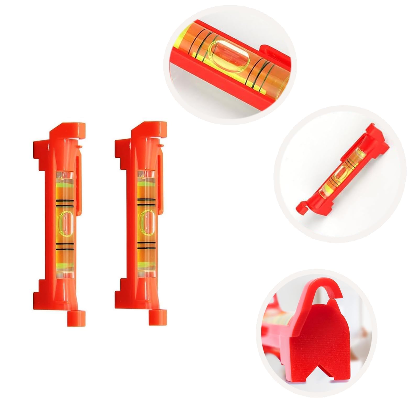 NIYATA 8 pz Livella a Bolla per Corda, Mini Livella a Bolla 75 mm, Livelli di Bolla con Filo di Sospensione per Muratura, Idraulica e Lavori di Precisione, Rosso