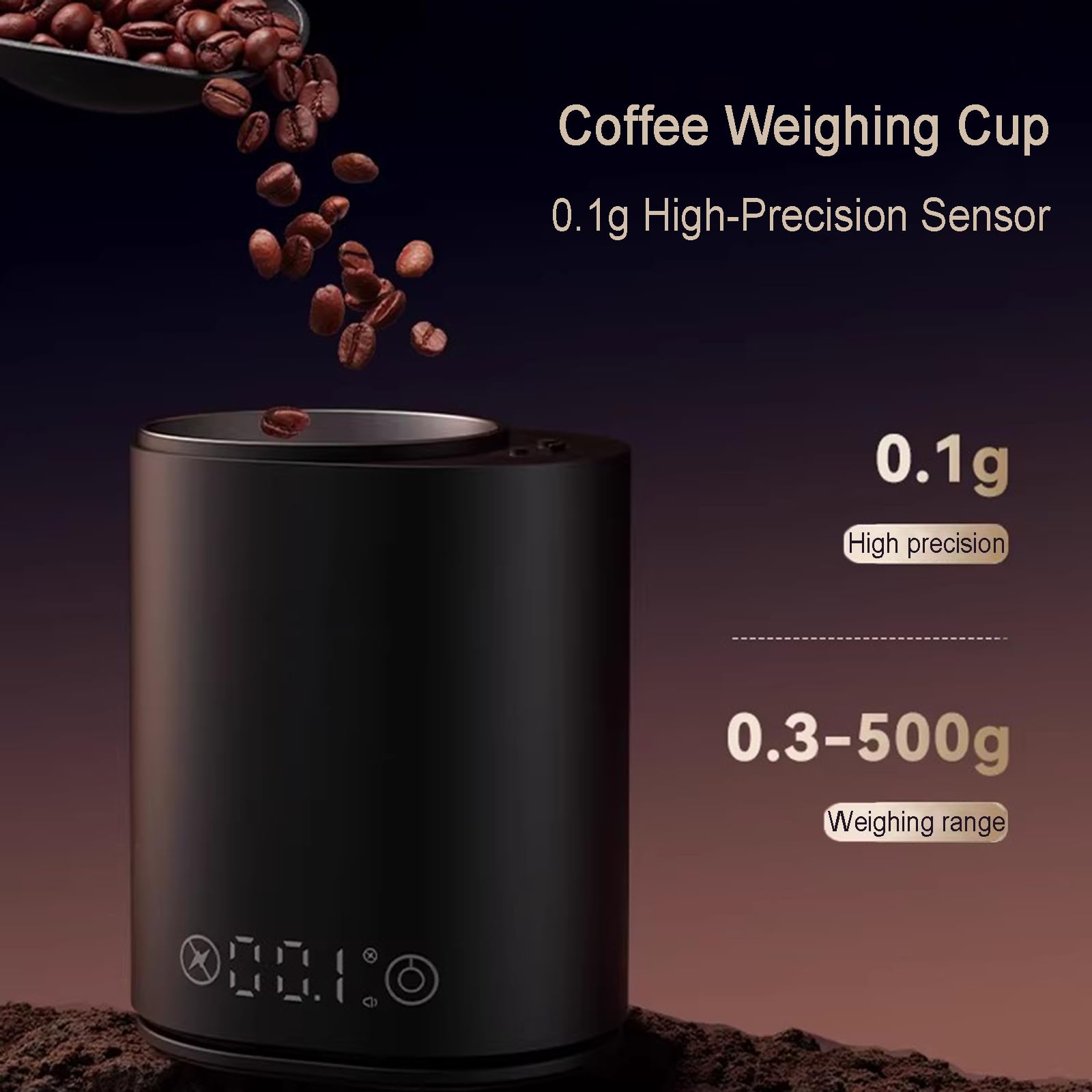 Dosatore digitale per caffè con scala ad alta precisione, precisione 0,1 g, display a LED, ricaricabile, capacità fino a 500 g per un perfetto versamento e gocciolamento del caffè