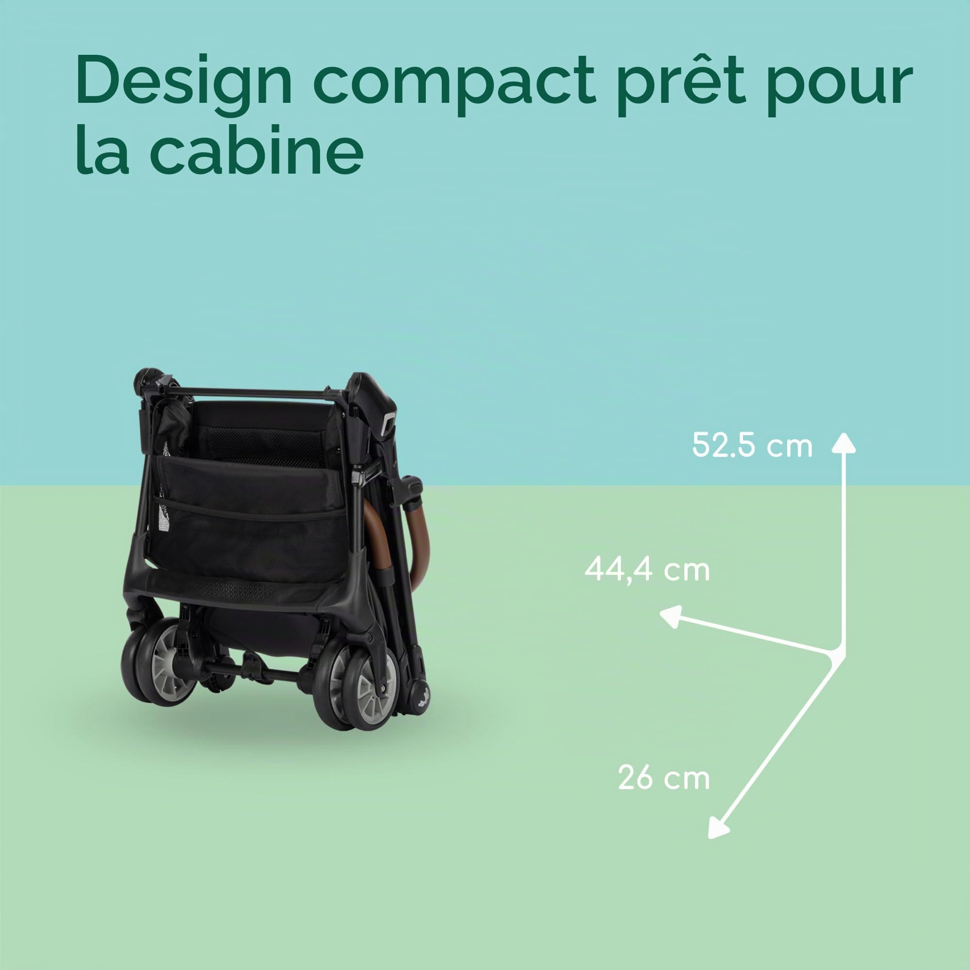 Bebeconfort Zephir Poussette compacte pour bébé de 0 à 4 ans (jusqu'à 22 kg), poussette de voyage légère (5,6 kg), compatible avec cabine d'avion, siège plat et inclinable, panier de rangement