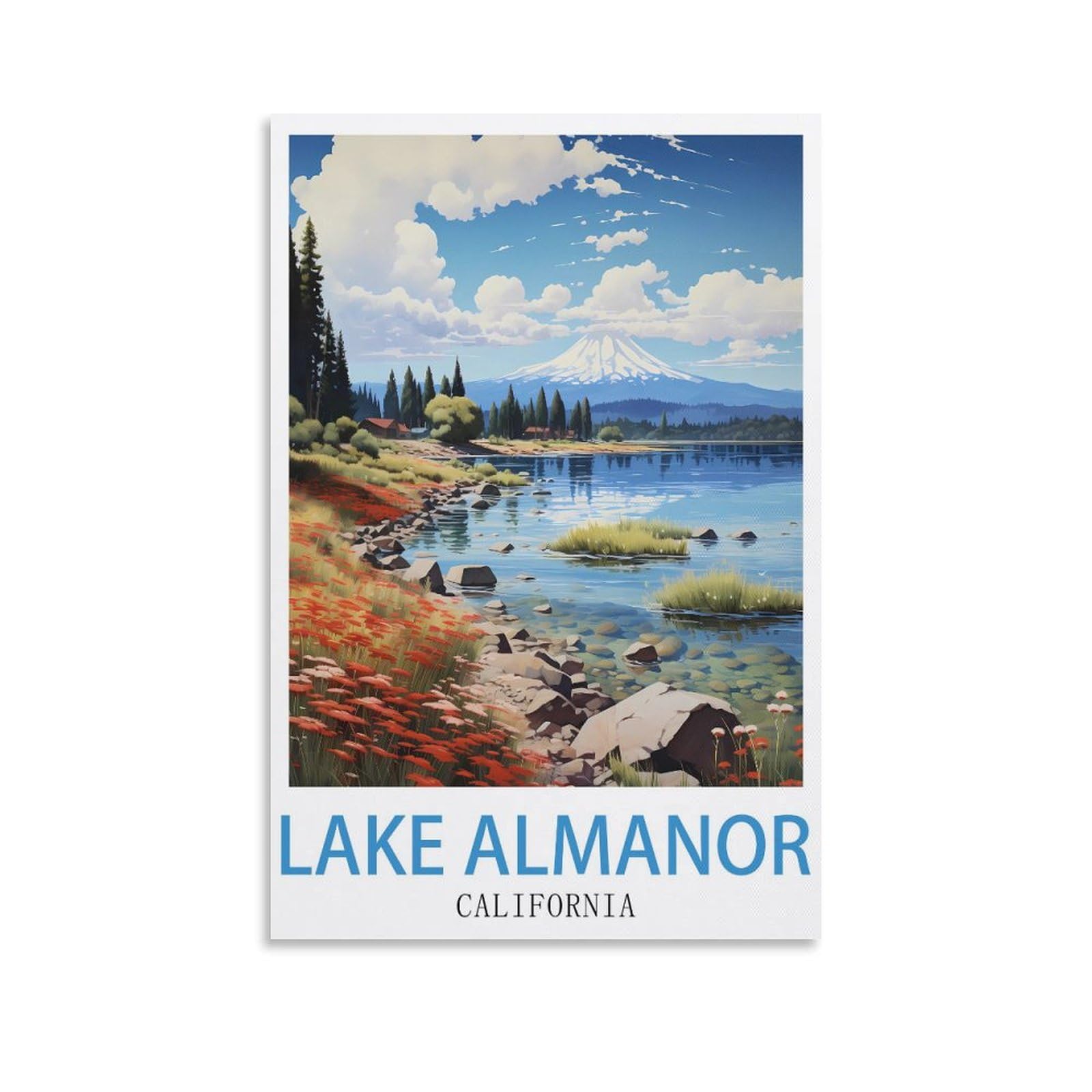 EZMLFA DIY Diamond Painting,Lake Almanor California 5D Landscape Diamond Painting Kits for Adult, Gem Art Crystal Art Kits for Adults, for Home Wall 40x40cm