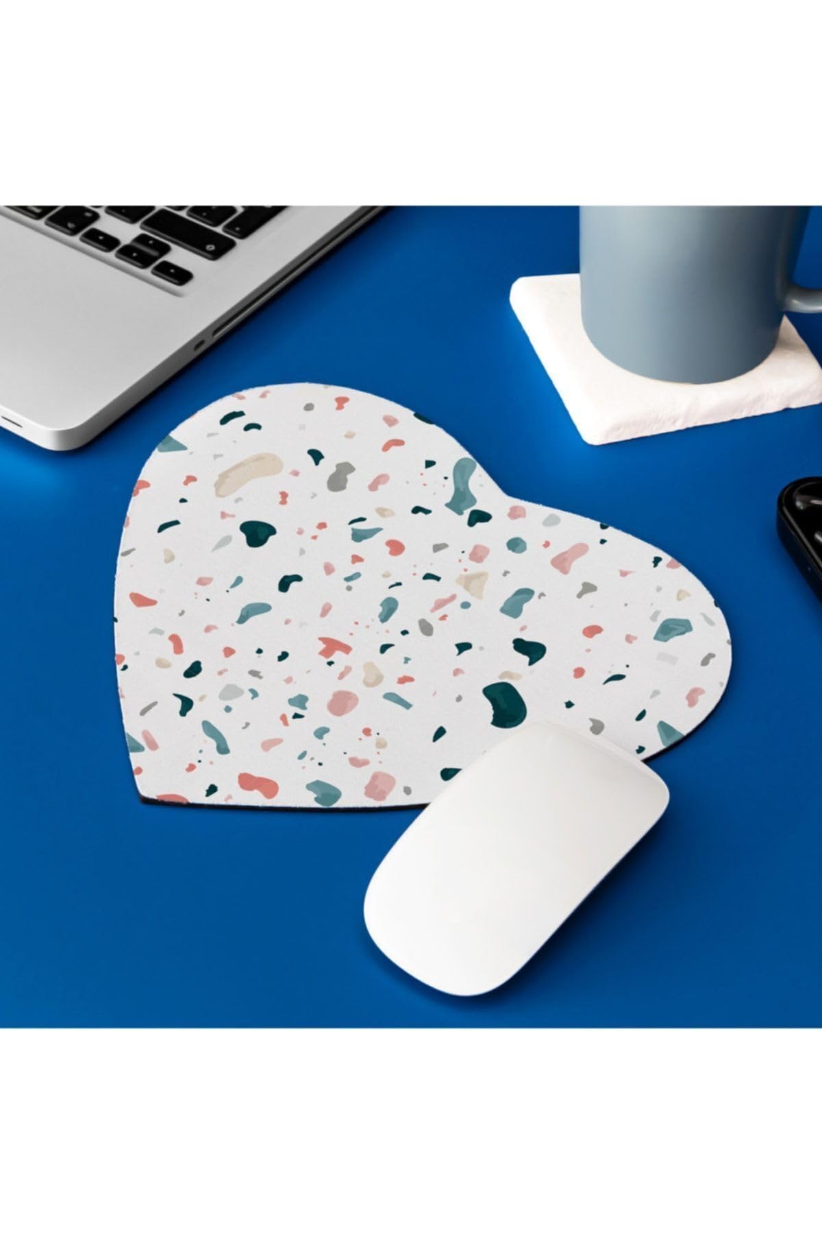 Hediyesepeti Suluboya Efektli Şık Tasarım Kalp Mouse Pad 22 cm x 19 cm