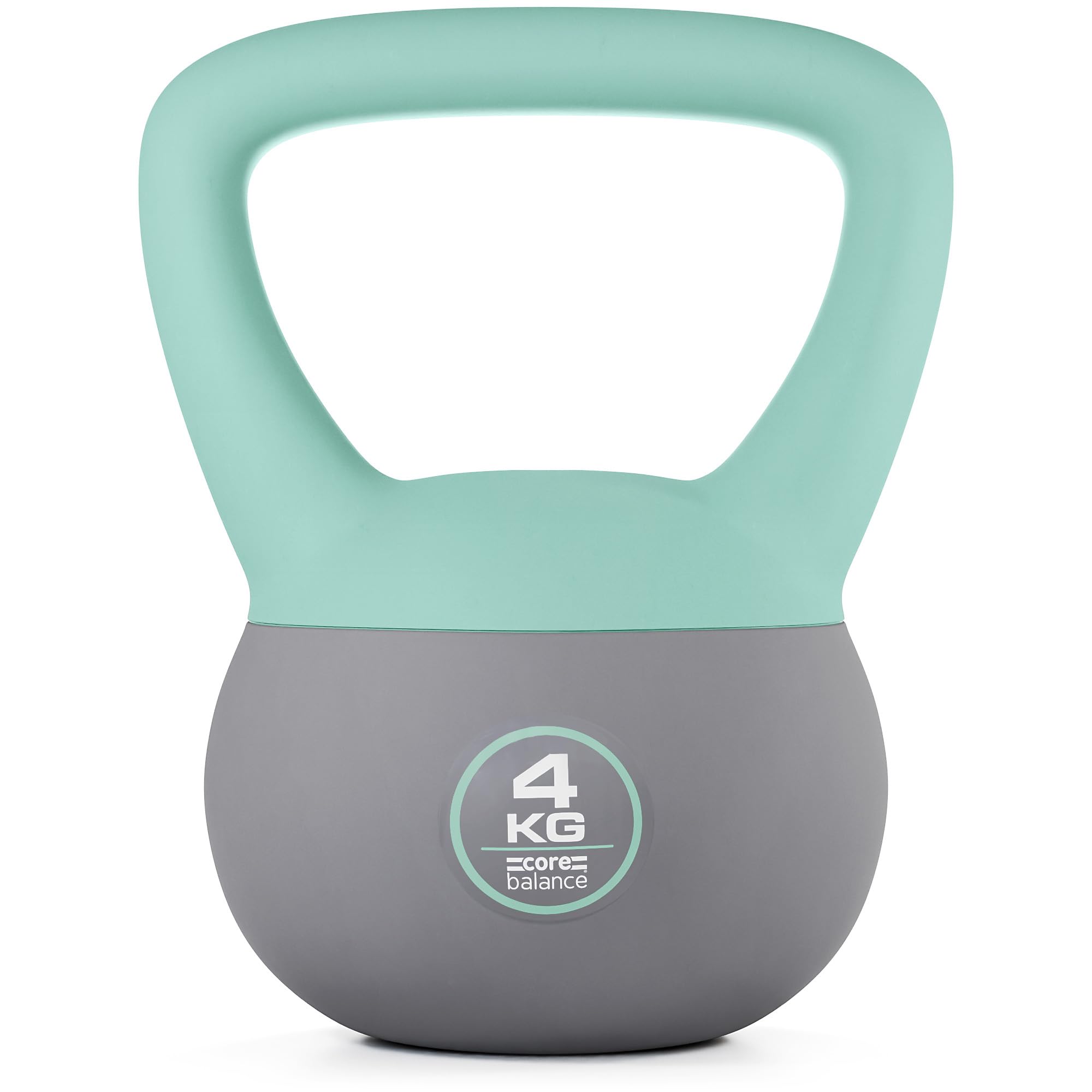 Core Balance Soft Kettlebell 4kg, Soft-Touch PVC with Iron Sand Filling, Reduces Impact & Noise, Wide Ergonomic Handle, Anti-Slip Base, For Home Gym Fitness, Cardio & Strength Training