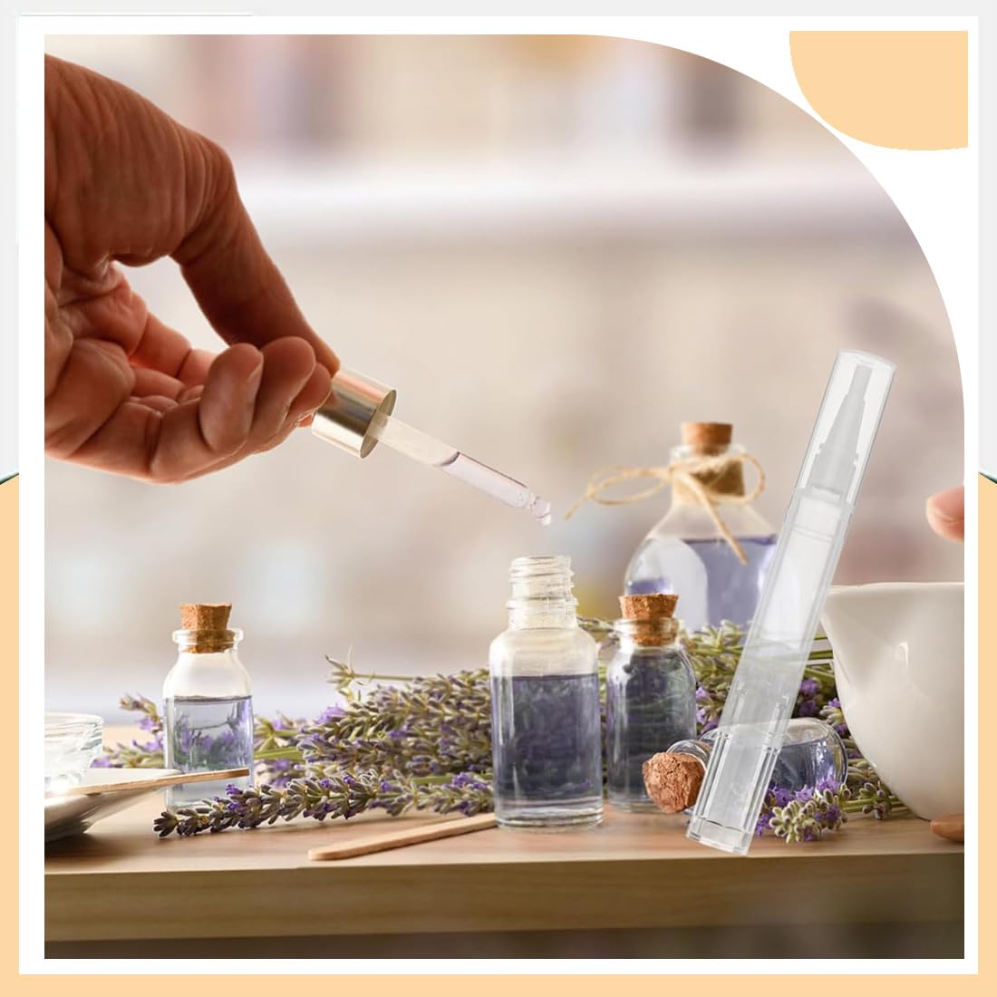 WeddHuis 6 Pezzi Penna Olio per Cuticole Vuota con Punta a Pennello per Crescita Ciglia, Applicatore Lipgloss (5 ml) (Trasparente)