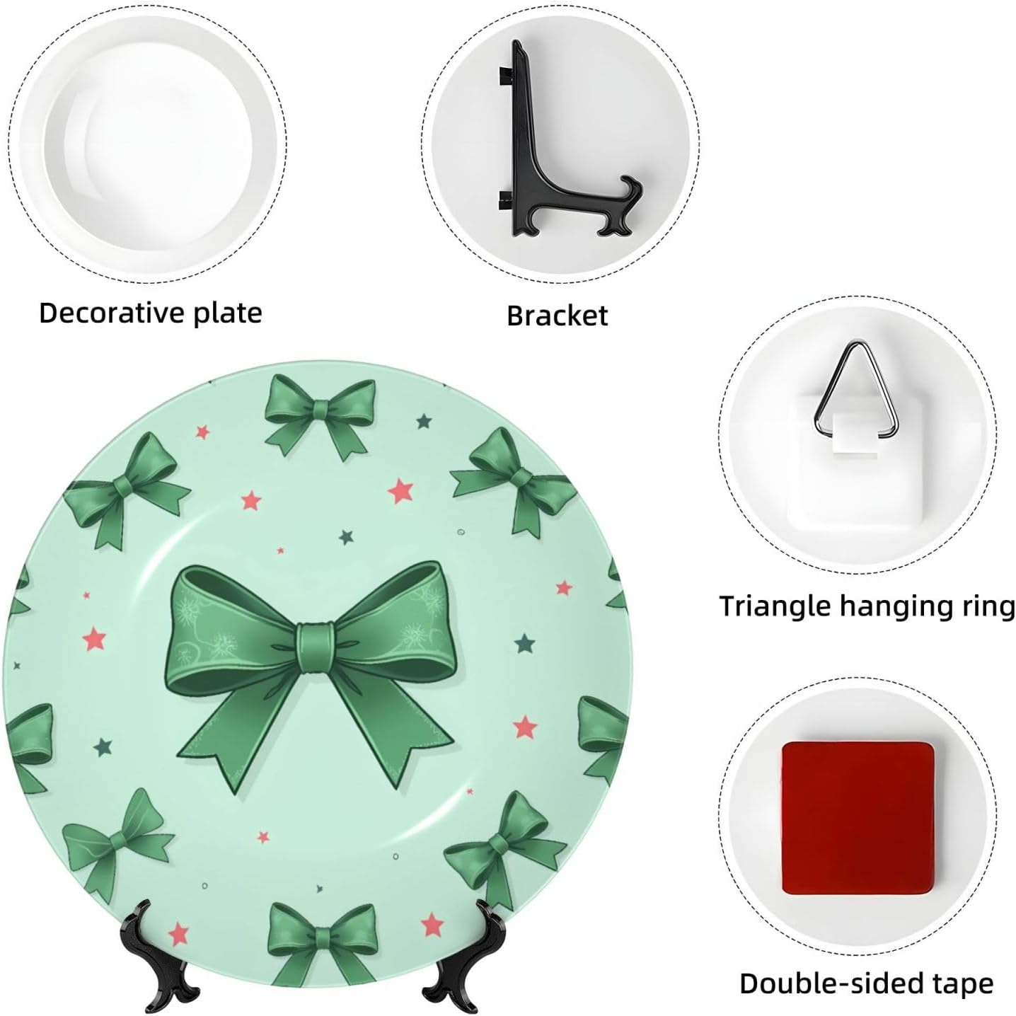 St Patrick Bow Style Ceramic Plate Display Decorative Plate With Stand Wall Hanging Plate For Home Decor 10 Inch