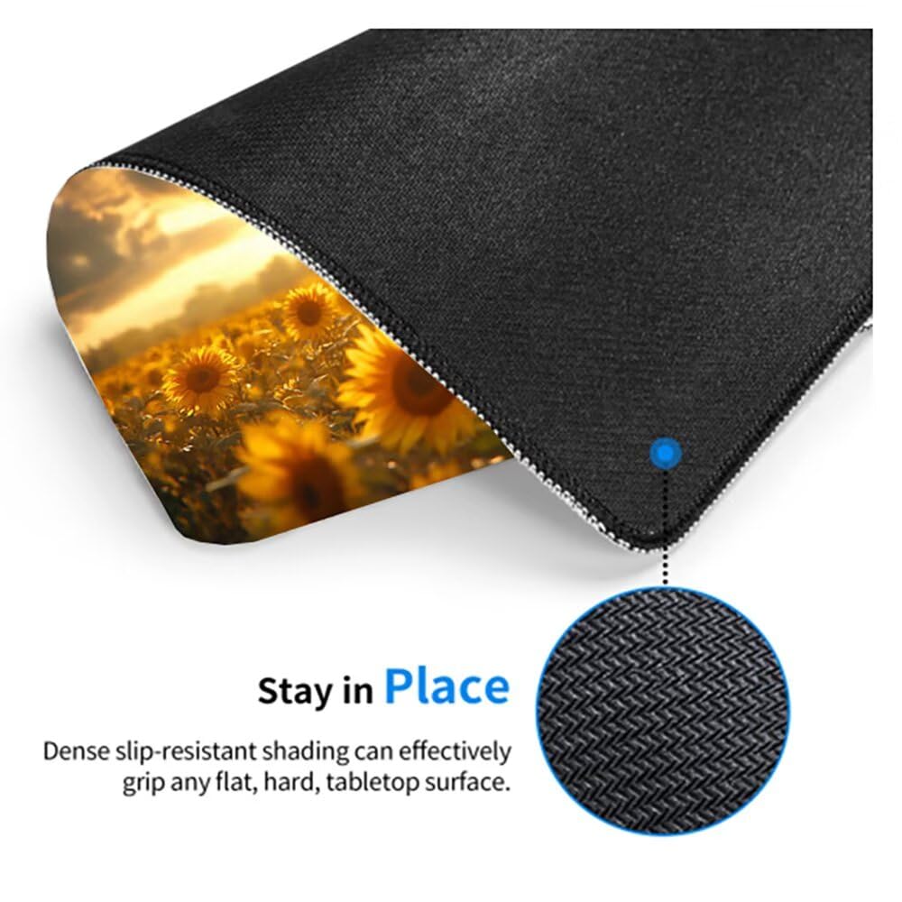 Tapis de Souris bovins des Highlands Desk Mat Bords Cousus Design Durable et Lmperméable sous Main Bureau avec Base en Caoutchouc Antidérapante pour Bureau Tapis Souris 1200X600X3MM, Tournesol -309