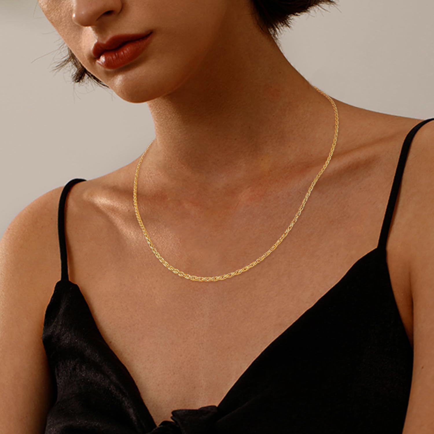 Jewlpire 18K Gold Plated 925 Sterling Silver Chain Necklace for Women, 1.35mm Rope Chain Necklace for Women Men Super Shiny & Durable Women's Chains Necklaces 16 18 20 22 24 26 Inch - Image 5