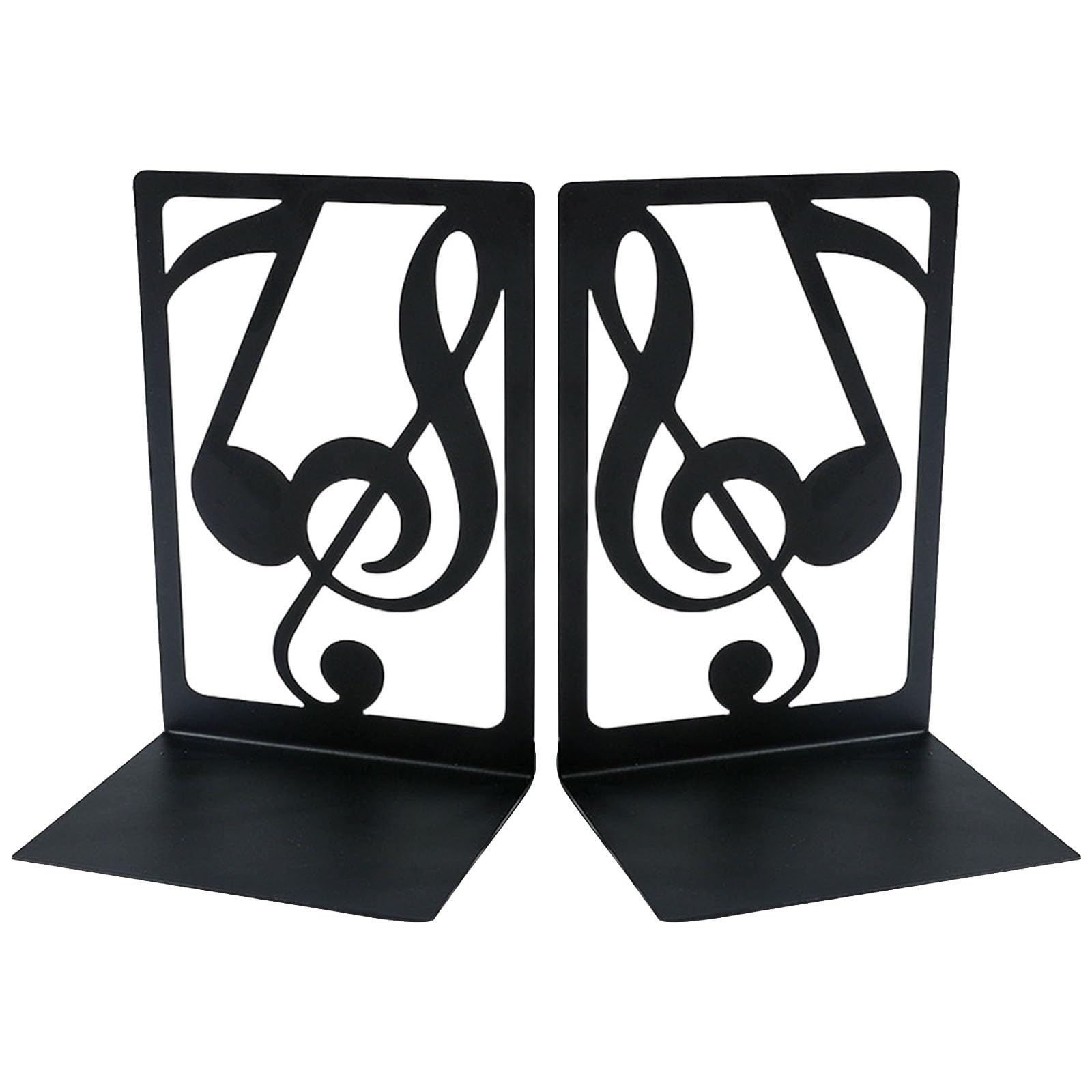 2Pcs Musical Note Metal Bookends for Shelves Hollow Metal Book Ends Decorative Book for Library School Artistic Bookshelf Decoration