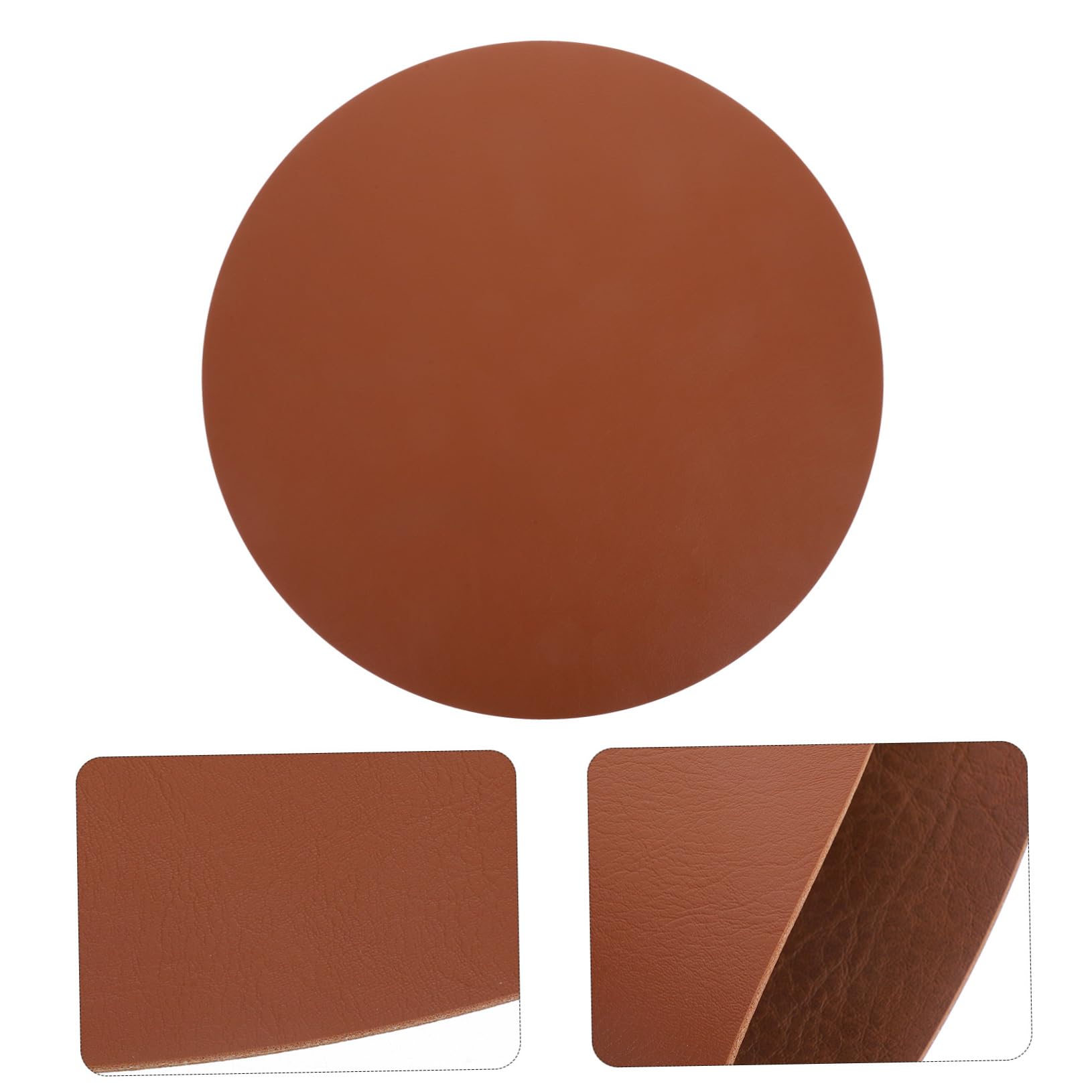6 Pièces Set Table Ronds Cuir PU pour Décoration de Table à Manger Résistants à Eau pour Cuisine Couleur Noix