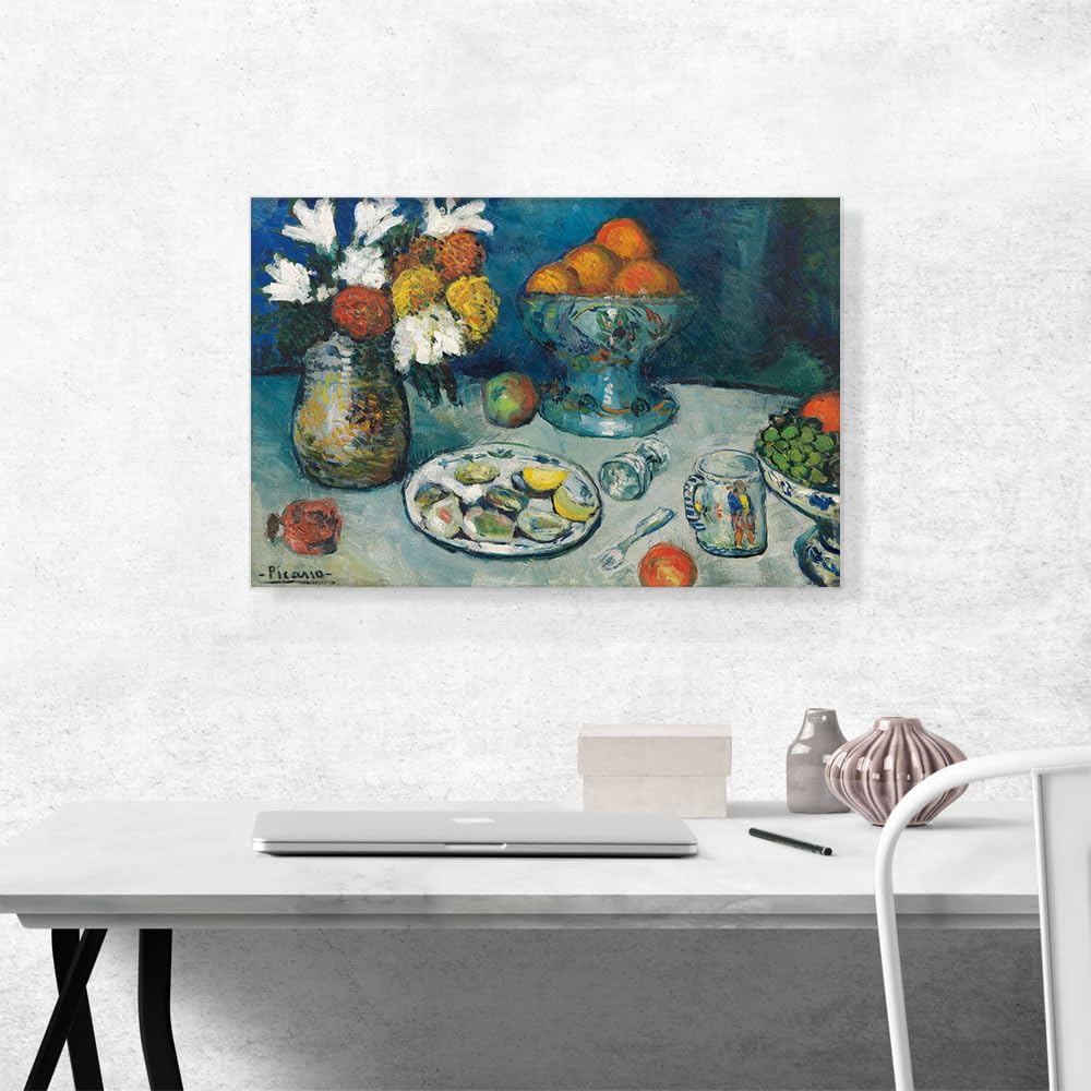 ARTCANVAS Still Life The Dessert 1901 Canvas Art Print Stretched Framed Painting Picture Poster Giclee Wall Decor by Pablo Picasso - 26" x 18" (0.75" Deep)