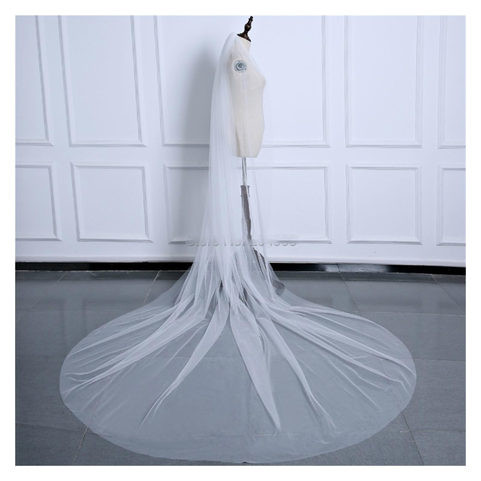 Ślub Jednowarstwowy Prosty Welony ślubne Tiulowy welon dla panny młodej z grzebieniem (Color : Ivory, Size : 300cm)