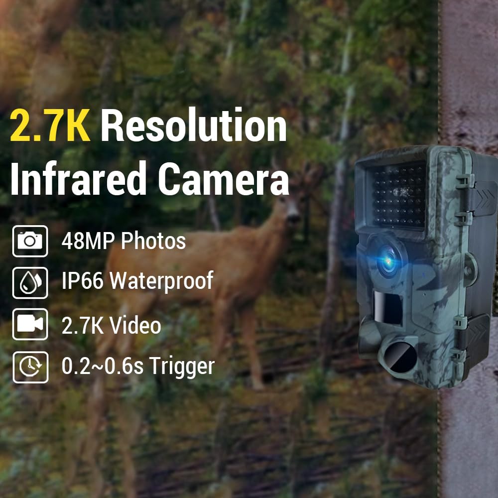 Jemora Caméra de Chasse étanche activée par Le Mouvement, Vision Nocturne WiFi, avec lumière Infrarouge sans Lueur 940nm