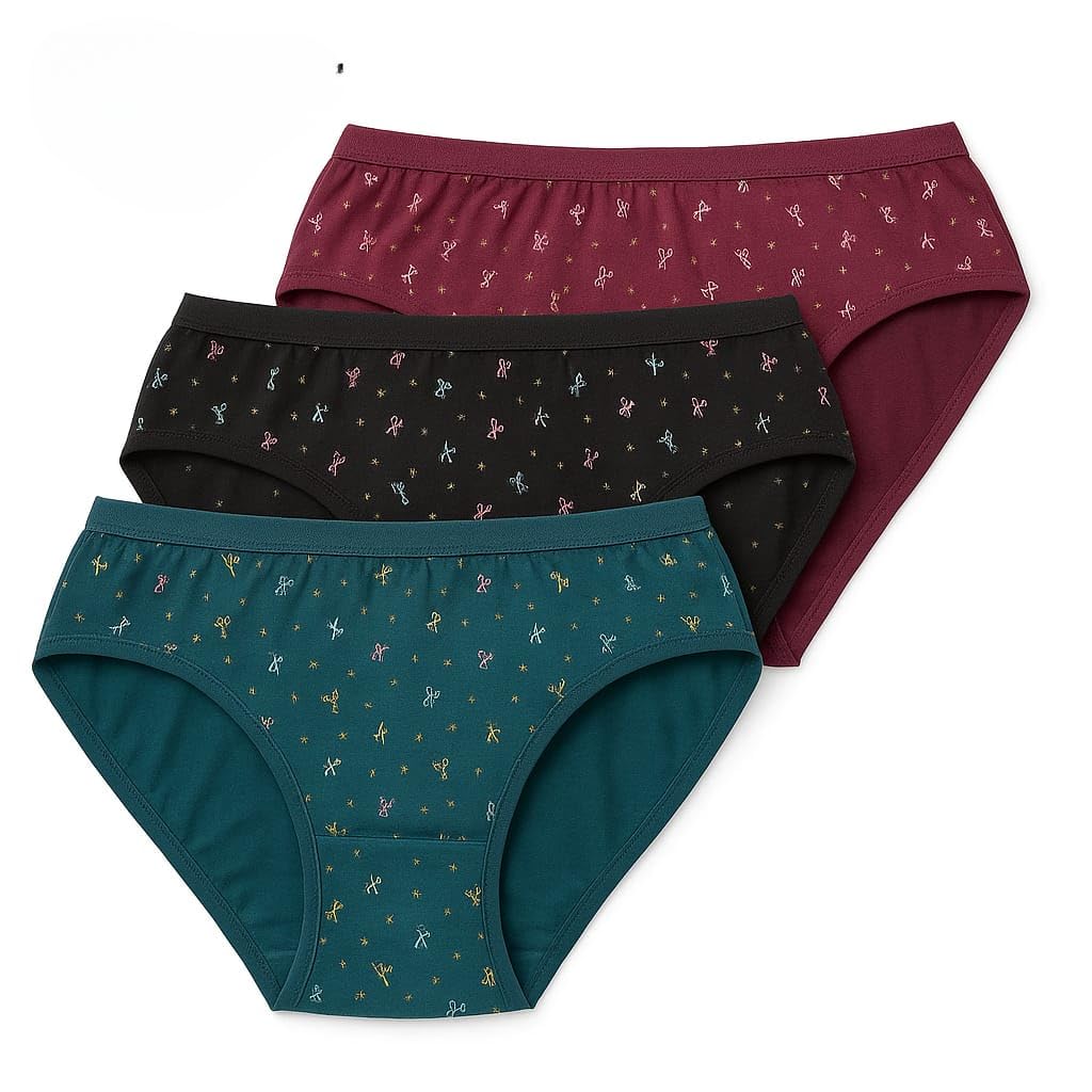 onlinia Women's Mid-Rise Cotton Bikini Panties – Pack of 3 | Women's Cotton Low Waist Printed Bikini Panty Ladies' Soft CottonPanty Multicolor-picture-18
