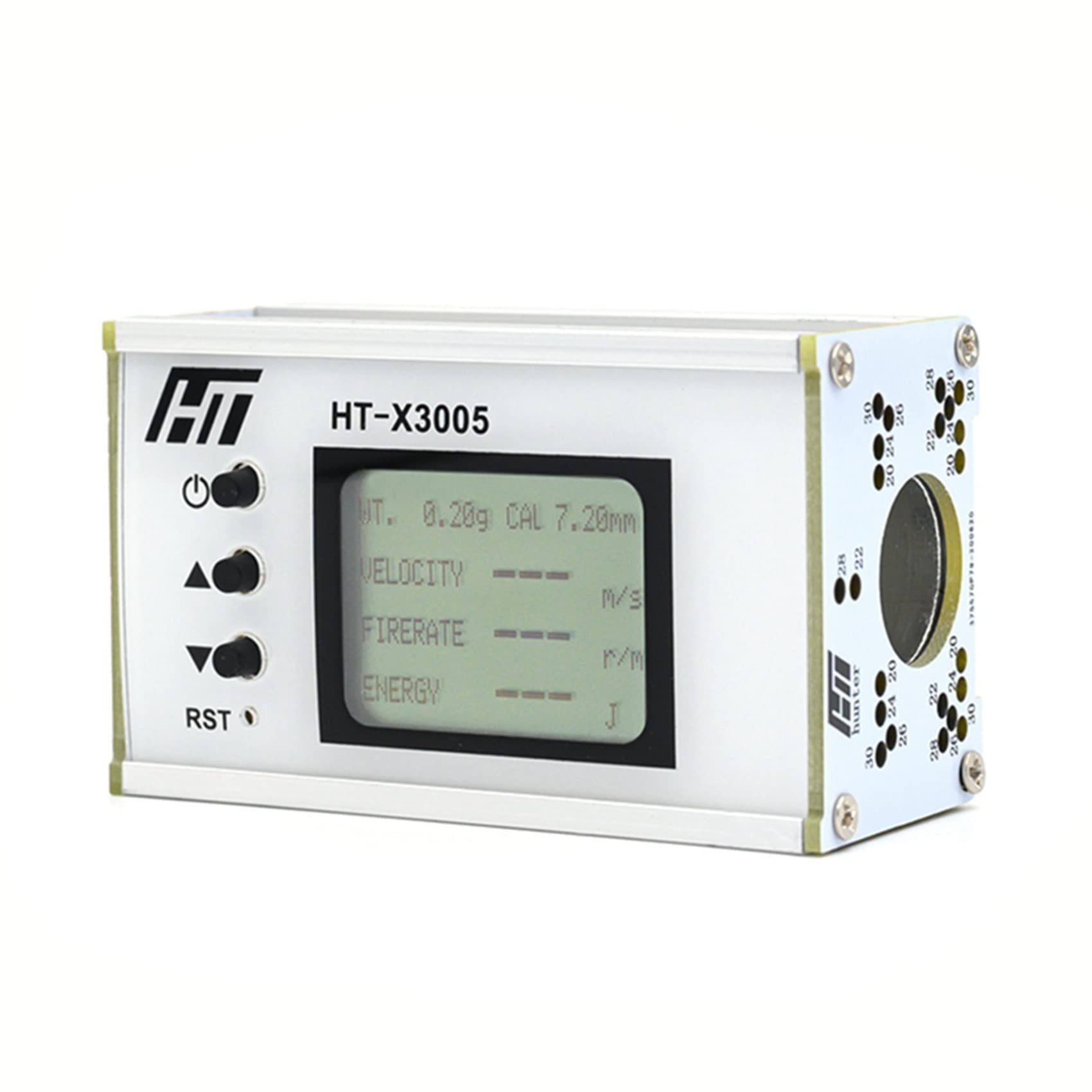 4X HT-X3005 Medidor de velocidad de bola Medición de energía Cronógrafo Medidor de velocidad con retroiluminación LCD