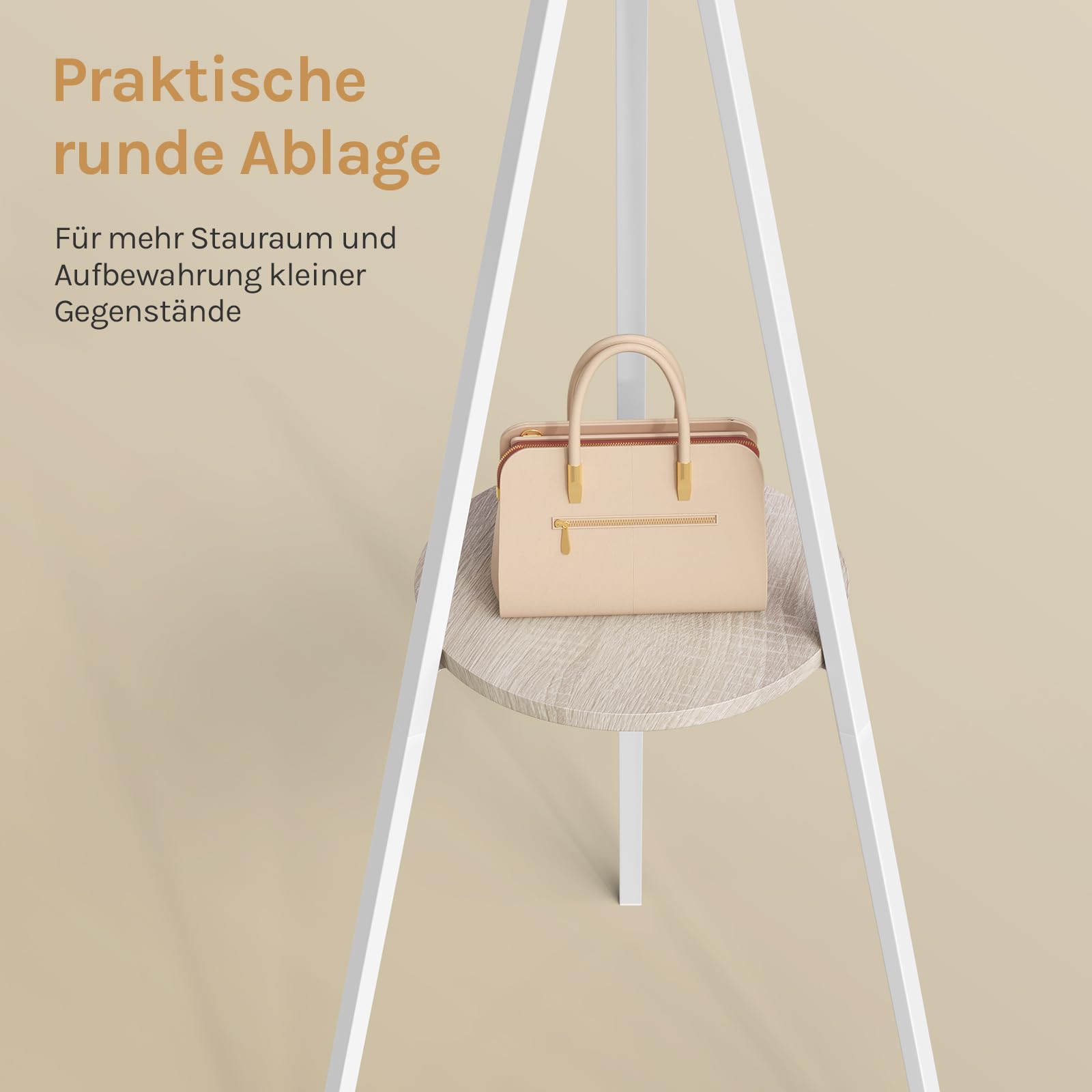 WOLTU Garderobenständer in Baumform, freistehender Kleiderständer, Garderobe mit Ablagefläche, mit 9 Haken, für Kleidung Hüte Taschen, Eingangsbereich, Flur, Weiß, Metall