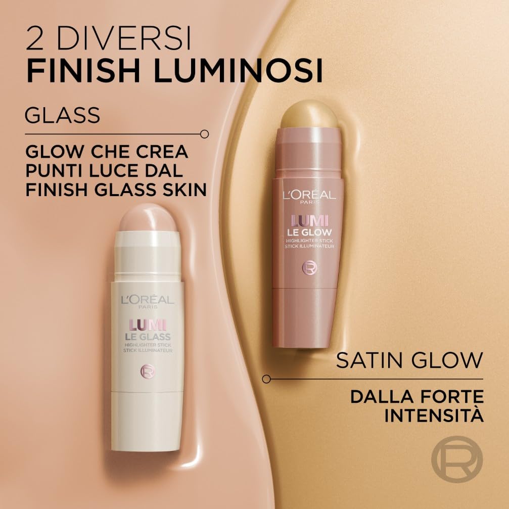 L'Oréal Paris Stick Illuminante Multi-Uso, Per Viso e Corpo, Pelle Luminosa e Radiosa, Effetto Glow Intenso e Istantaneo, Finish che Riflette la Luce, Lumi Glass, Tonalità: 610 Pearl Eclat, 5 gr