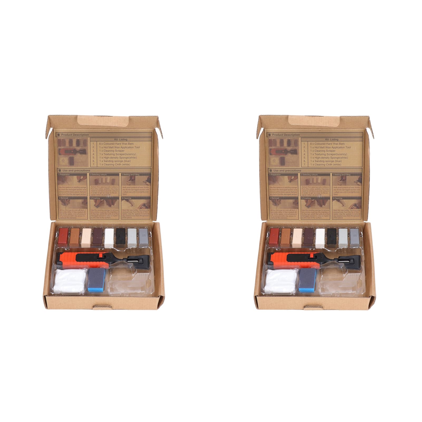 2er-Set Porzellan-Reparaturset, Elektrischer Heizstift, Wachsblock-Set mit Effizienten DIY-Werkzeugen für Fliesen, Einschließlich Wachsblöcken in 8 Farben, Schabeblock, Jersey