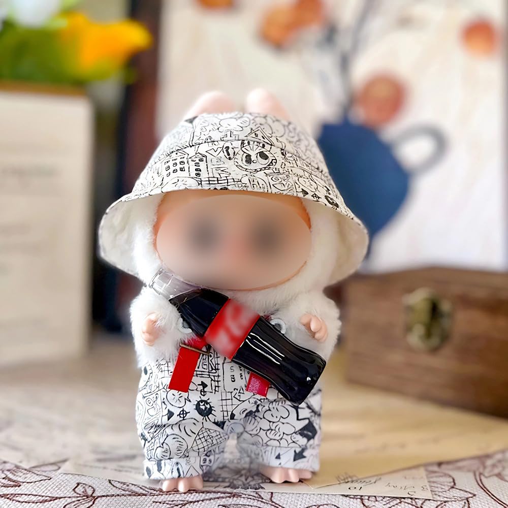 2-Piece Clothes Outfit Set For LABUBU 17cm Doll (Doll Not Included) - Cute Hairband & Dress