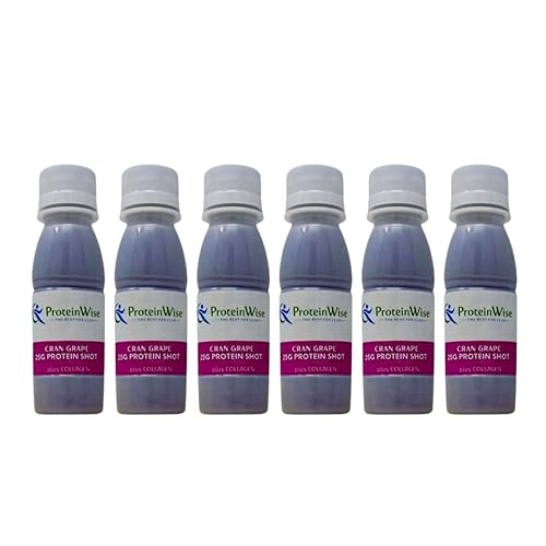ProteinWise - Disparos de proteína de suero y colágeno listos para beber 0.88 oz - Uva Cran (12)