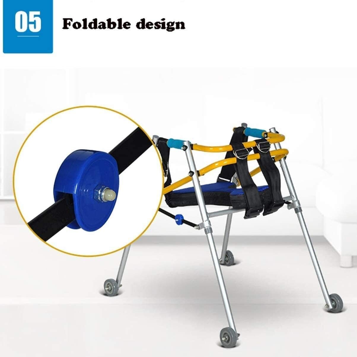 Andador para ancianos, Rollator Mobility Walker, Rollador de rehabilitación infantil Walker, Walker de transmisión ligera plegable, ADID for caminar con movilidad for niños con asiento acolchado y rue