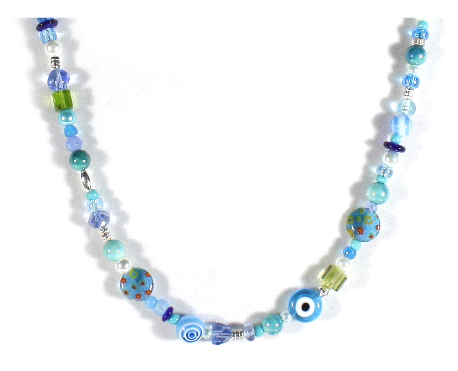 Smurph All About Blue Glass Bead Blue and Green Necklace, 30 Inches