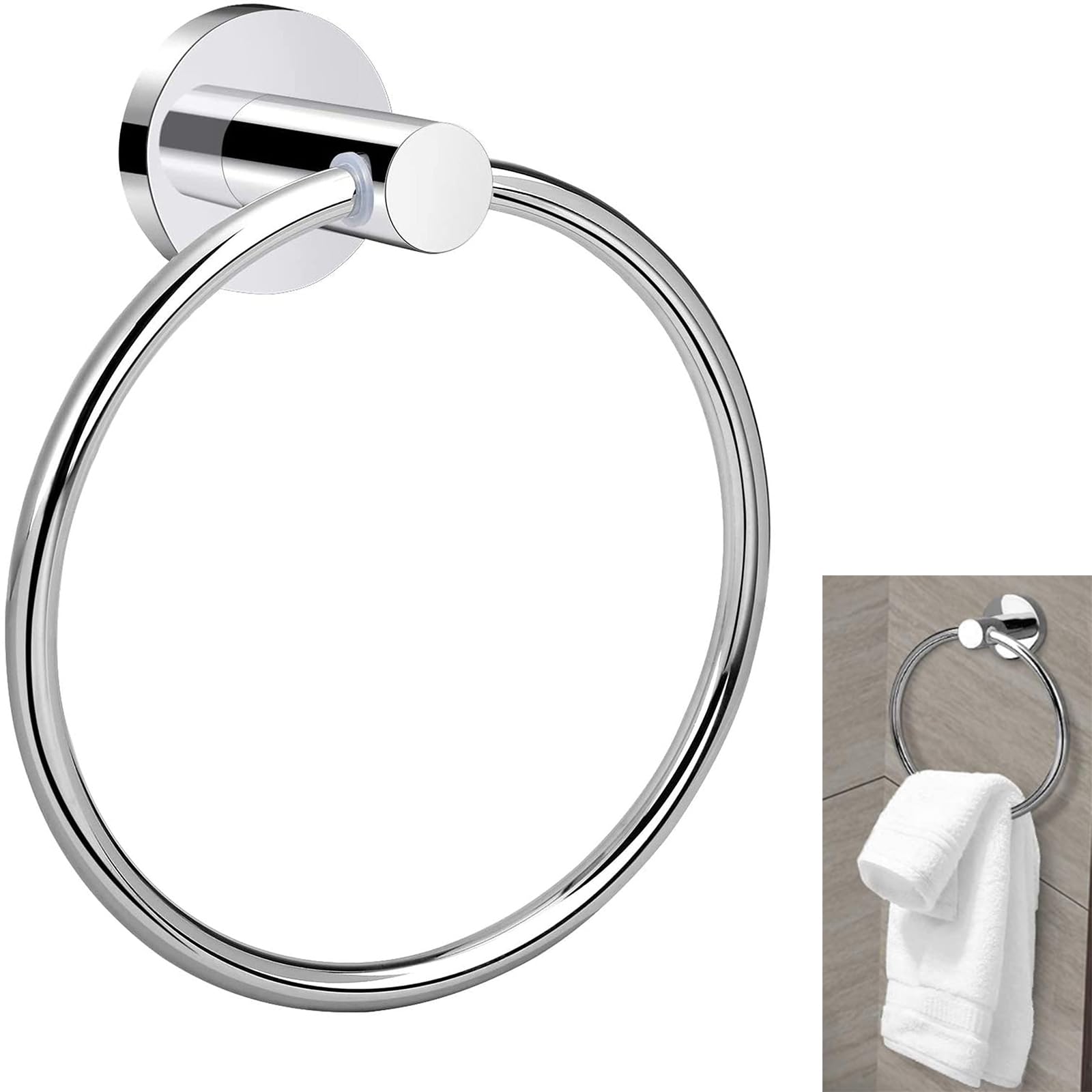 X spring Towel Holder, Bath Towel Holder Hand Towel Ring, Rail Self Adhesive Towel Ring, Modern Hand Towel Holder for Bathroom Wall, 304 Stainless Steel Bathroom Towel Rack (Silver)