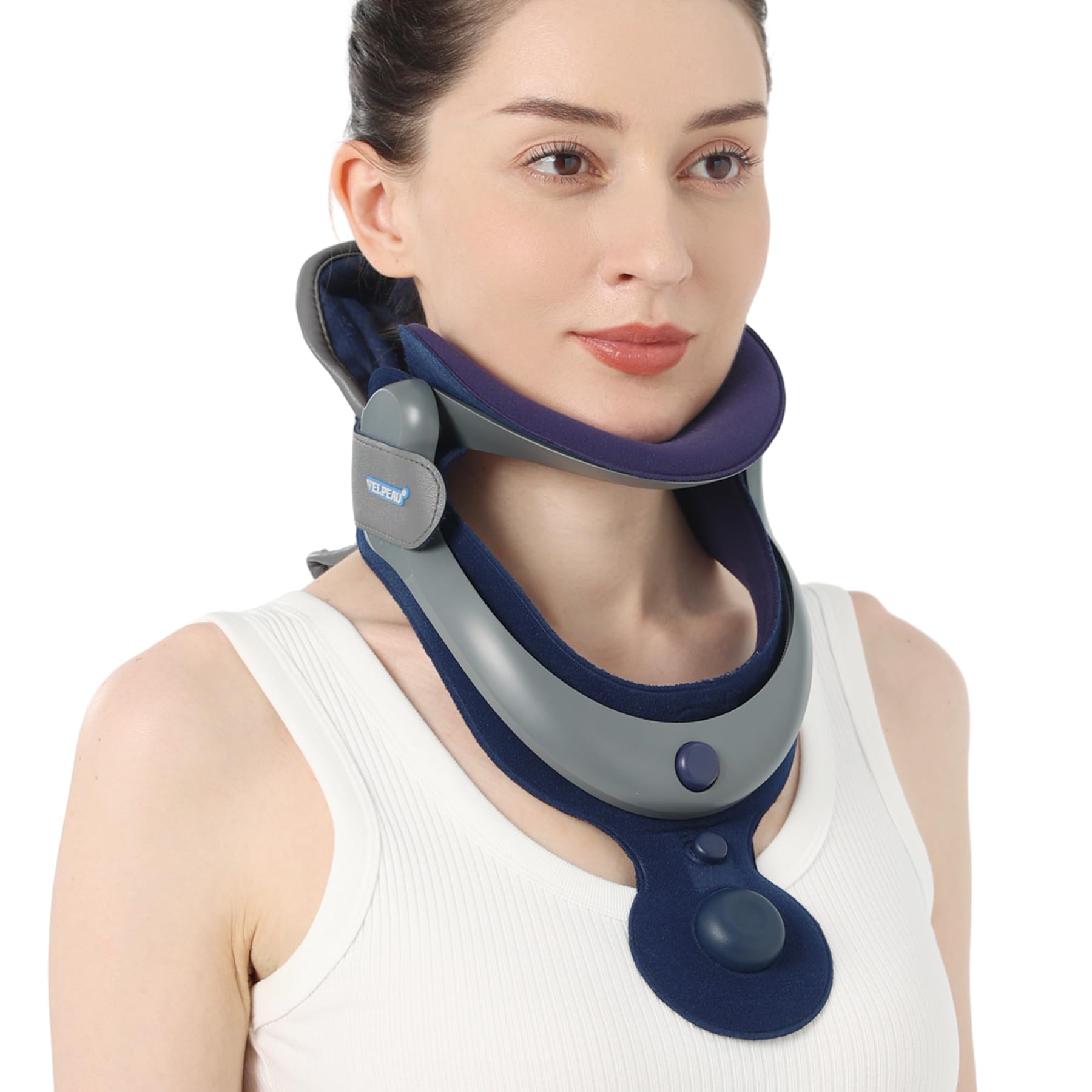 VELPEAU Cervical Neck Traction Device, Air Pump Adjustable Neck Support Brace for Men & Women, Neck Stretcher for Pain and Decompression Relief, Posture Corrector (Inflatable Version)