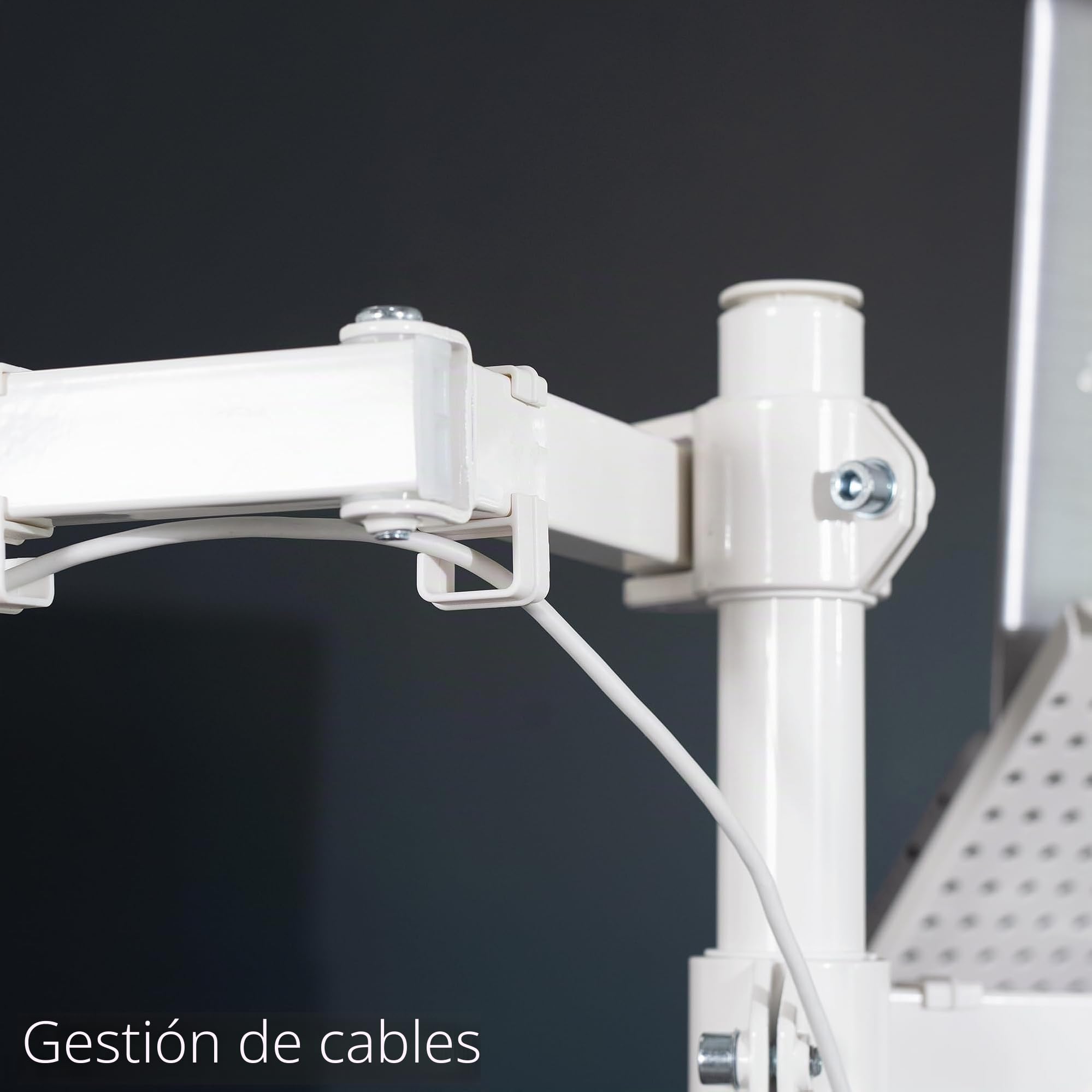Vivo Soporte para Monitor de computadora y computadora portátil Totalmente Ajustable de 13 a 32 Pulgadas, Soporte con opción de Ojal, se Adapta a portátiles de hasta 17 Pulgadas, Blanco STAND-V002CW