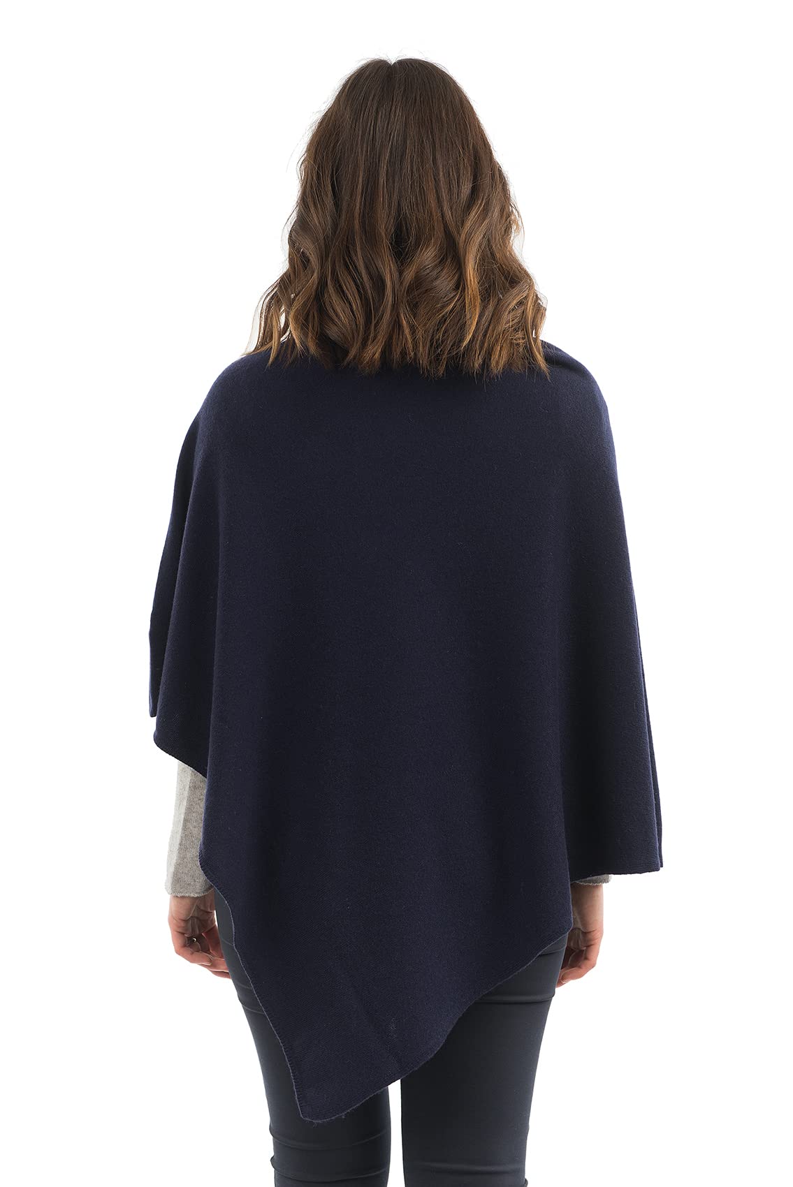 DALLE PIANE CASHMERE Poncho Donna Misto Cashmere Lana | Poncho mantella avvolgente, taglia unica, perfetto in viaggio e in città, un elegante regalo per lei, Made in Italy