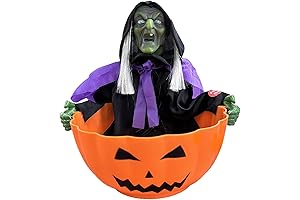 Interactive Halloween Bowl with Animated Skeleton and Witch