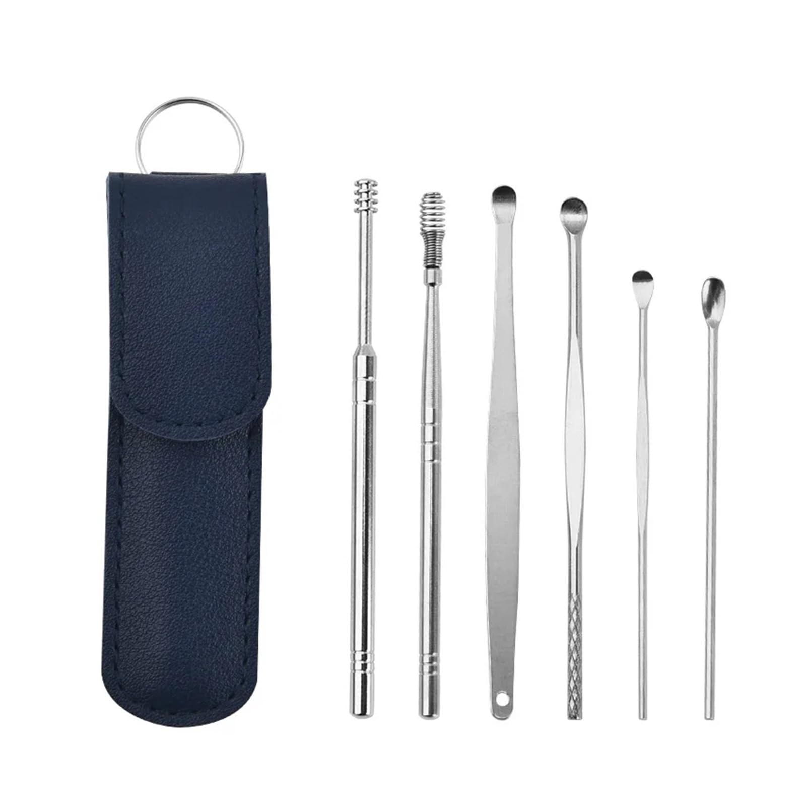 6Pcs Ear Cleaner Wax Pickers Stainless Steel Earpick Remover Curette Pick Kit Spoon Care Clean Tools Blue