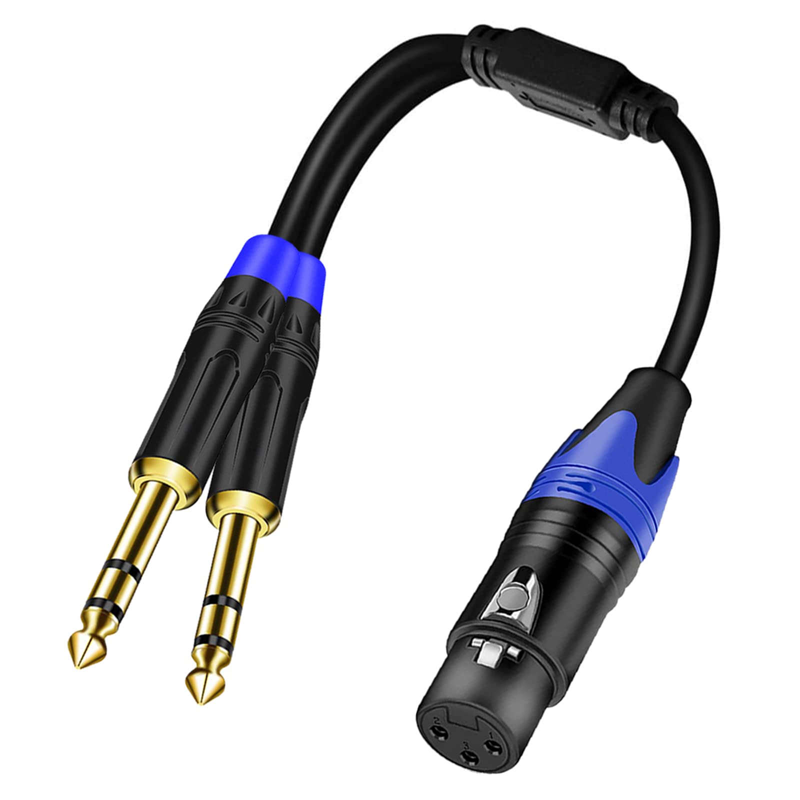 Seefeful (1PACK / 11.8inch) Dual 6.35mm 1/4 Inch to XLR Microphone Cable, 6.35mm Male to XLR Audio Y Splitter Patch Cord, 3-Pin to Dual 1/4'' TRS Male