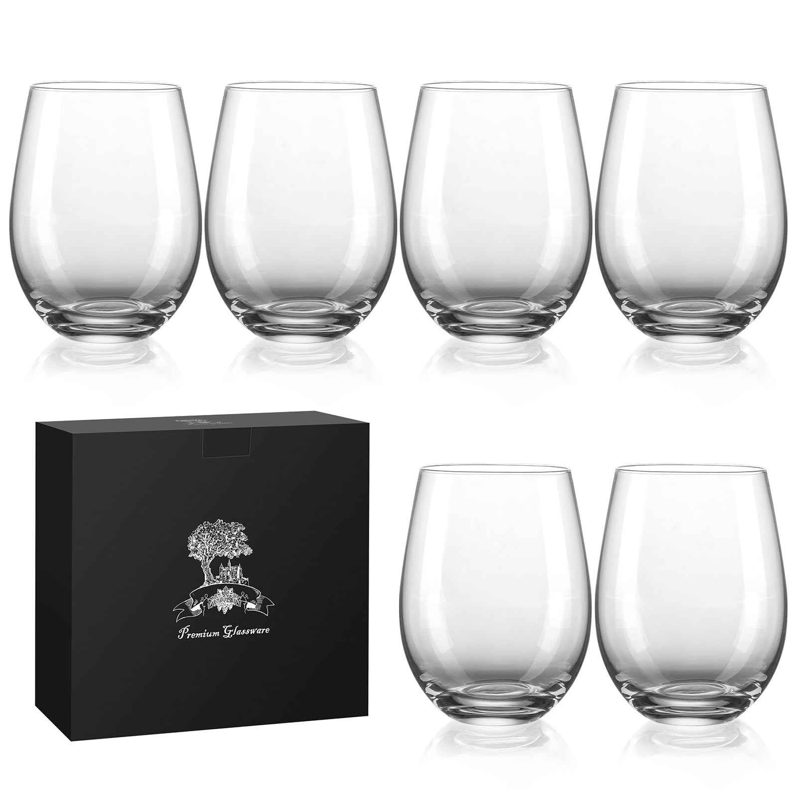 Stemless Wine Glasses Set of 6