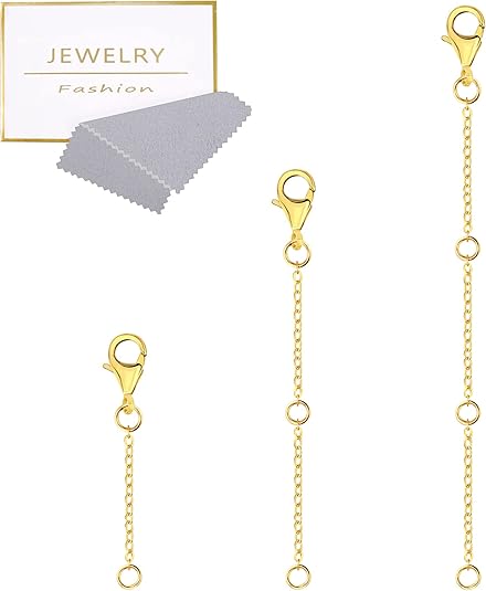 SUPVOX 3 Catene Di Estensione Per Gioielli | Oro, Lunghezze 3-5-8 Cm | Per Allungare Collane E Bracciali