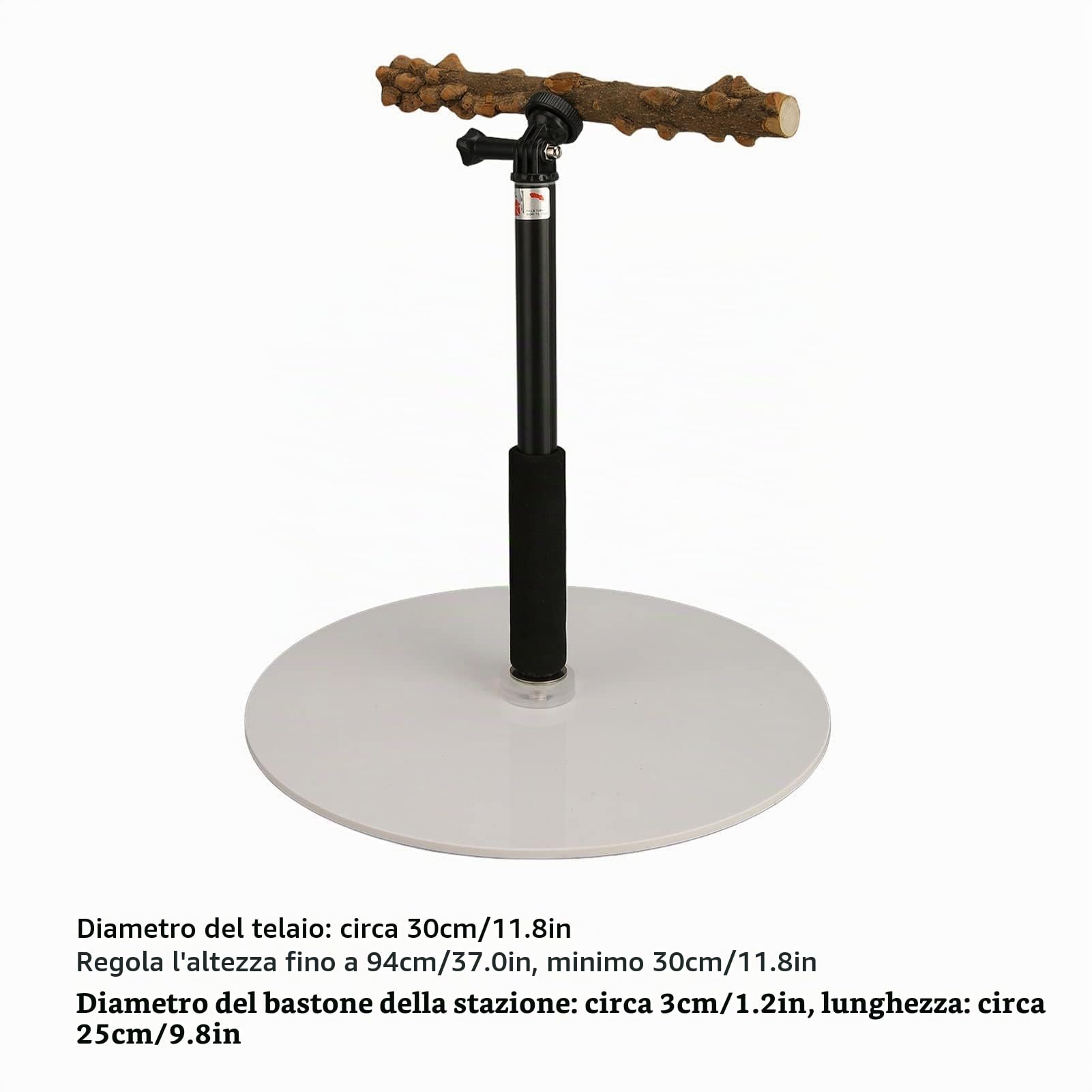 Supporto da Terra Regolabile in Altezza per Uccelli, Posatoio e Gioco per Pappagalli, Parrocchetti, Calopsite, Ara, Fringuelli, Inseparabili