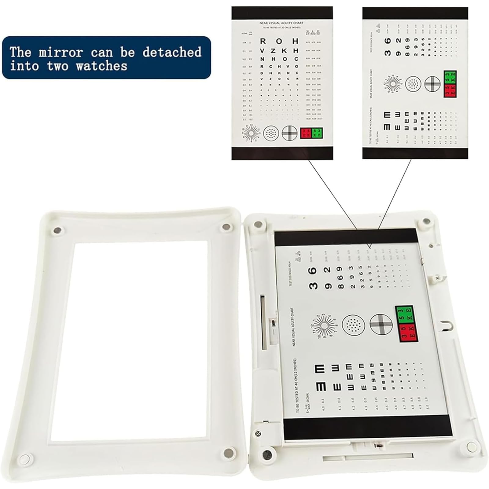 NGARY Sehtafeln Für Augenuntersuchungen, Fernsicht-Sehtesttafel Mit LED-Licht, Tragbarer Sehschärfetester Mit 2 Möglichkeiten Zur Stromversorgung, Für Schulen, Kliniken, Optikgeschäfte