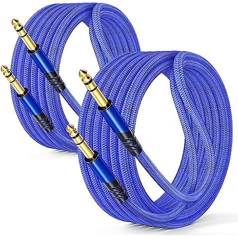 Canjoy 1/4 Inch TRS Instrument Cable, 2-Pack 15ft Guitar Cable 6.35mm Male to 6.35mm Male Stereo Audio Cable AMP Cord for Electric Guitar, Bass, Keyboard, Mixer, Amplifier, Speaker Cover