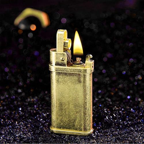 Encendedor vintage de cobre de queroseno y cobre, encendedores de latón resistentes al viento para hombres, papá, marido (combustible no incluido)