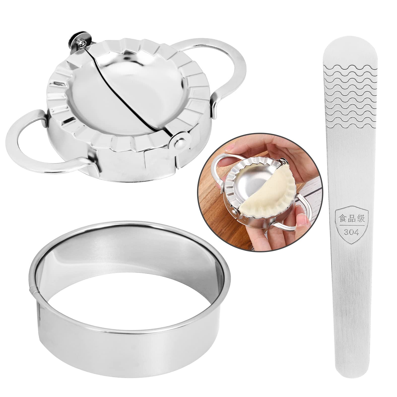 Stampo Ravioli In Acciaio Inox Con Rotella - 3 Pezzi Per Pasta Fatta In Casa