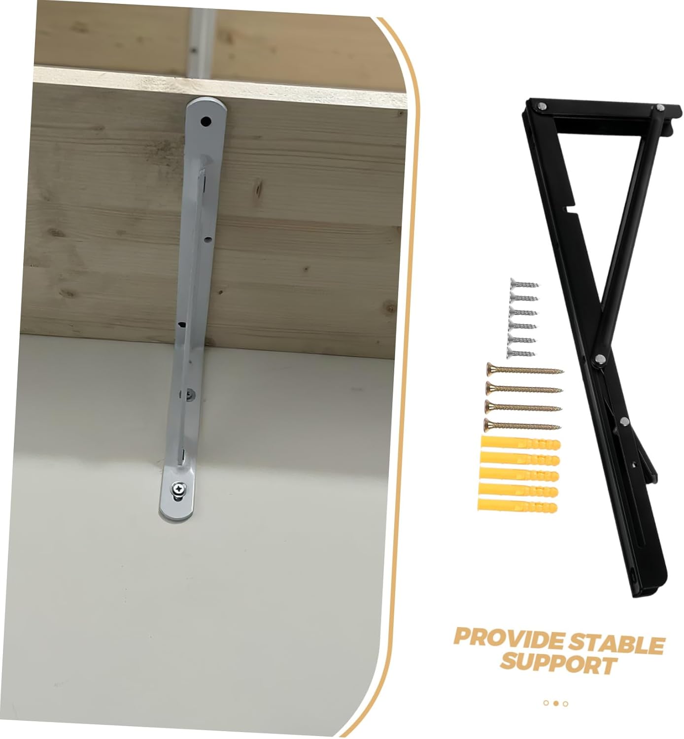 Zerodeko 2pcs Heavy Duty Steel Folding Shelf Brackets Space Saving Wall Mounted Bracket for Home Office Warehouse Shape Support for Floating Shelves Thickness