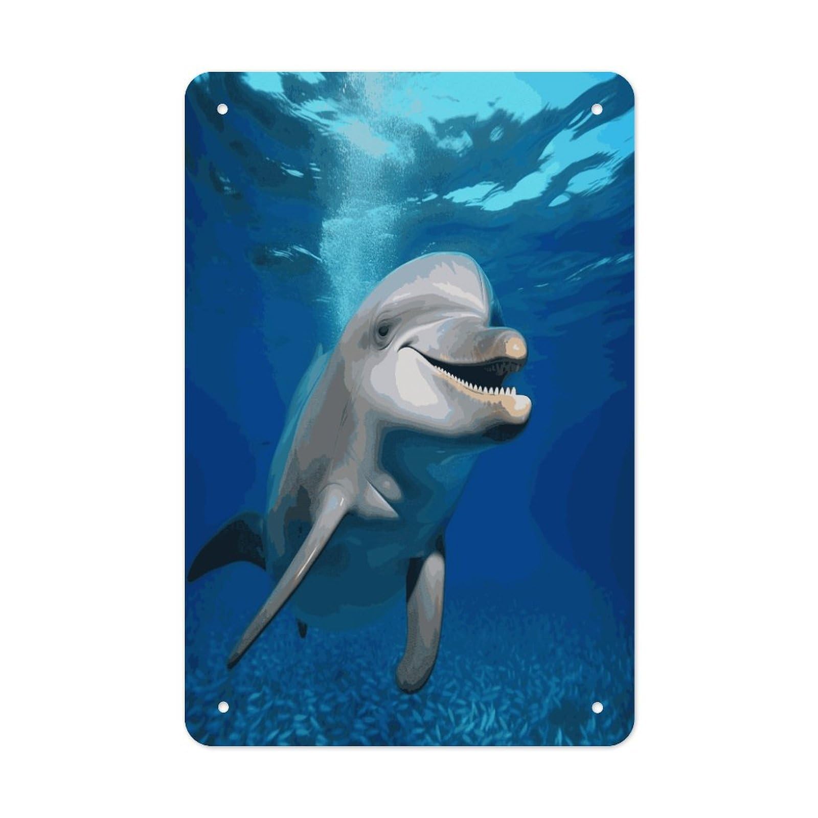 Btcowzrv Style Happy Dolphin Metal Tin Sign Wall Decor Hanging Plaque
